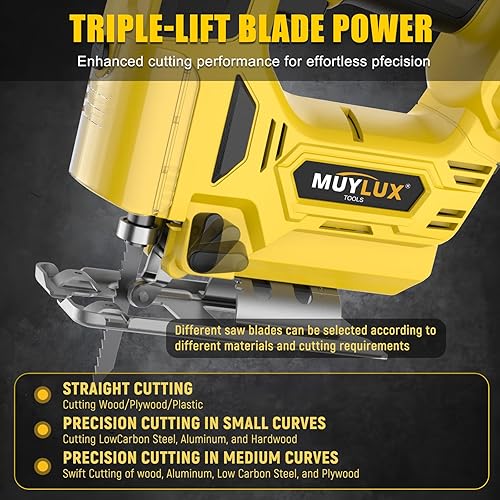 Miniatura 5 de Sierra de calar inalámbrica de 20 V, herramienta de sierra eléctrica con batería y carga, velocidad variable de 2900 RPM para corte de madera, 3