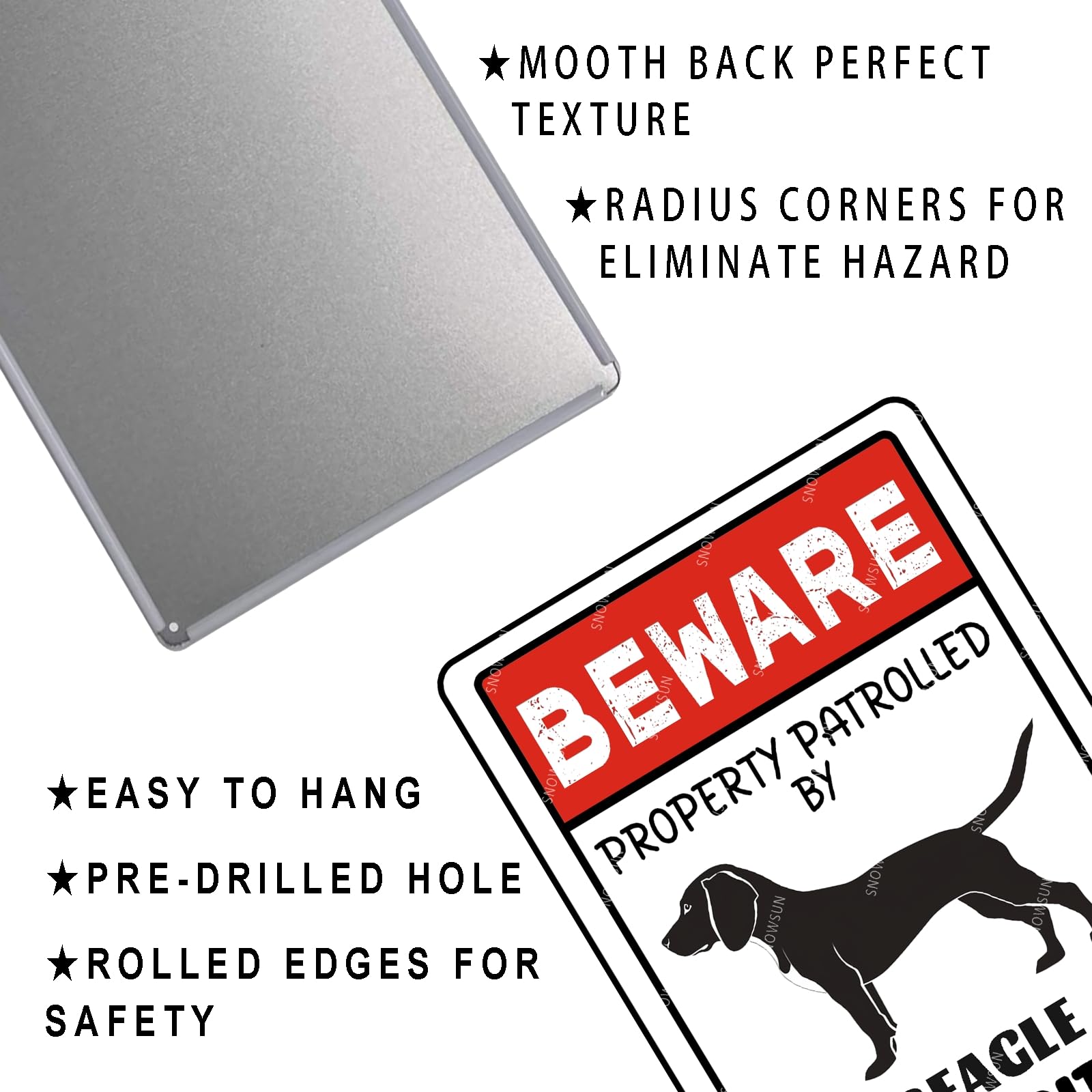 Snapklik.com : Snowsun Metal Signs Dog Sign Beware Property Patrolled ...