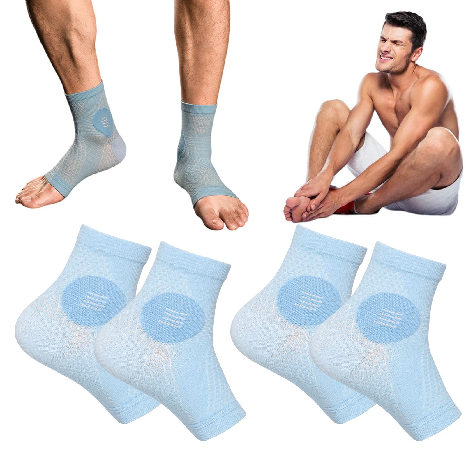 2Pairs Neuropathy Socks for Men and Women - Soothe Relief Socks for Neuropathy Pain Women - Plantar Fasciitis Socks - Anti Fatigue Compression Foot Sleeve Support Brace Sock (S, Blue)