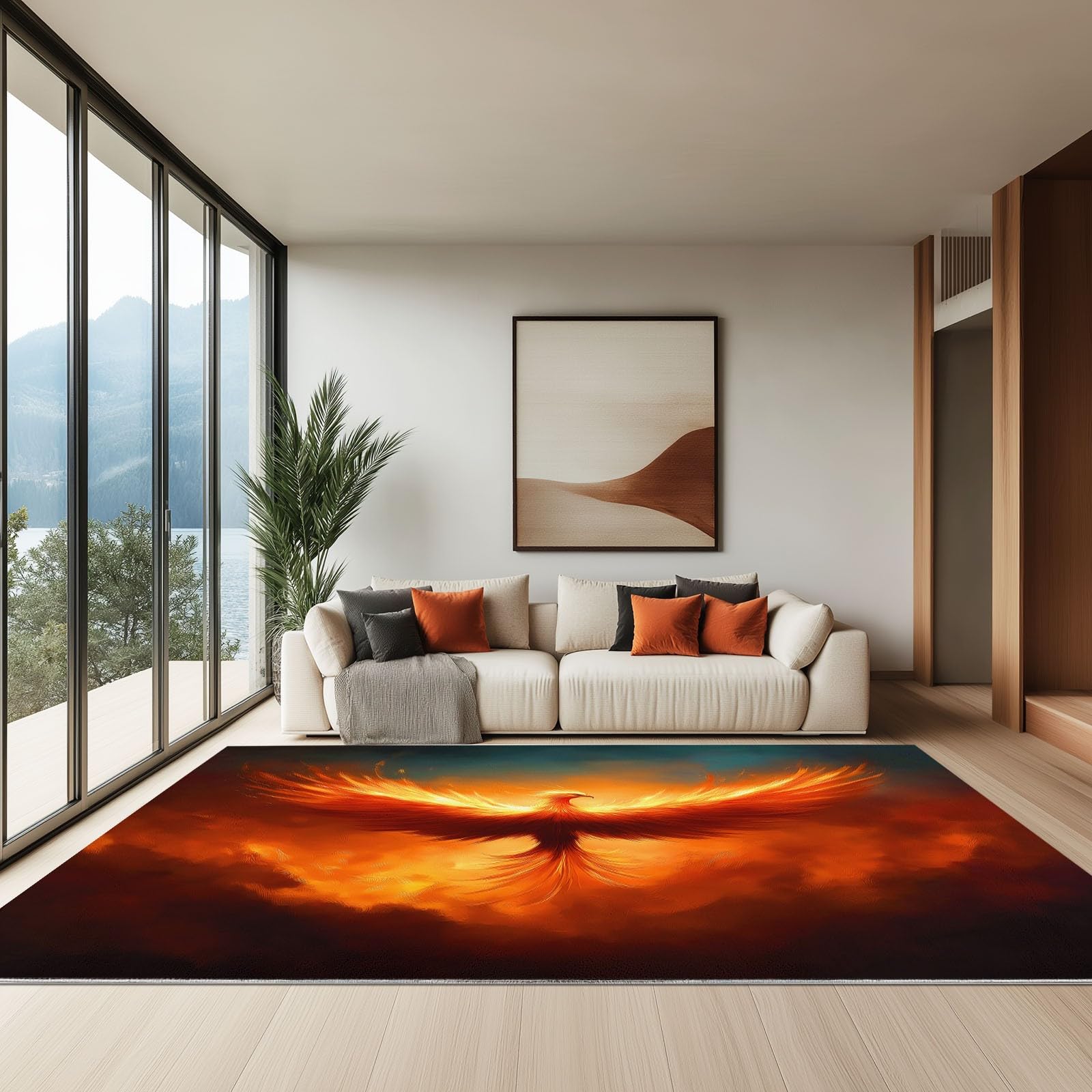 Dywaniki do salonu 120 x 170 cm Miękkie antypoślizgowe dywany, Płomienie zwierząt Ptaki Cienki dywanik można prać w pralce, wzór kreskówkowy dywan do biura, łazienki, pokoju zabaw