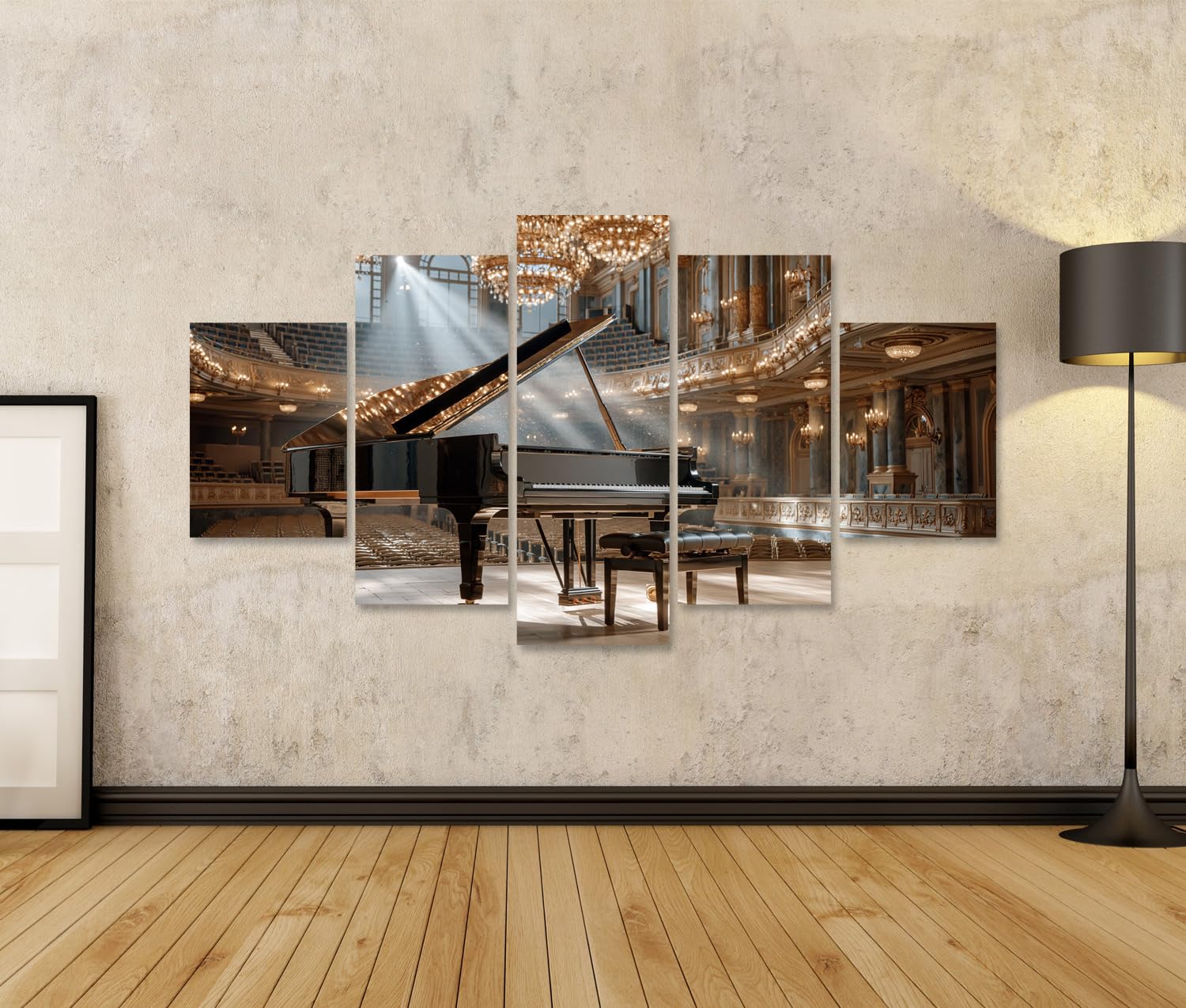 islandburner Cuadro sobre lienzo majestuoso ala de concierto mural sala de estar para amantes de la música - 5 piezas