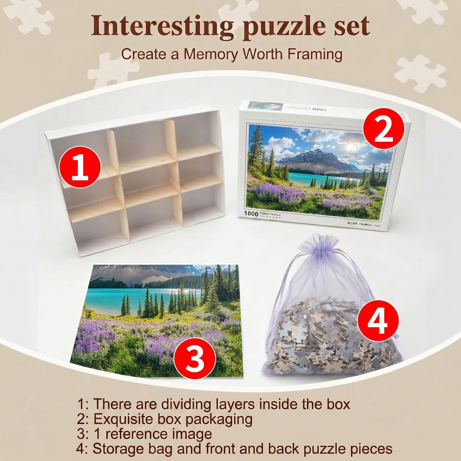 lago paesaggio Puzzle 5000 Pezzi per Adulti, Puzzle in Legno - Collezione Classica con Poster Incluso - Sfida di Concentrazione e Passatempo Antistress, Gioco per Famiglia, 156 x 105 cm f0-300