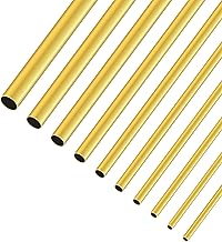 LAVMHAB Messingrohre-Set mit 2 mm, 2,5 mm, 3 mm, 3,5 mm, 4 mm, 4,5 mm, 5 mm, 6 mm, 7 mm, 8 mm Außendurchmesser x 0,3 mm Wandstärke x 200 mm Länge, nahtlose, runde Messingrohre für Heimwerker,