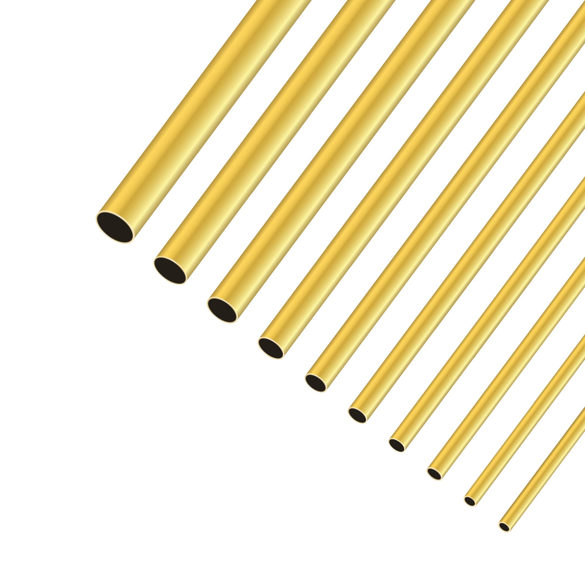 Messingrohre Set mit 2mm 2,5mm 3mm 3,5mm 4mm 4,5mm 5mm 6mm 7mm 8mm, 0,3 mm Wandstärke, 200 mm Länge, LAVMHAB Nahtlos Rundrohr aus Messing für Bastelarbeiten (10 Stück)