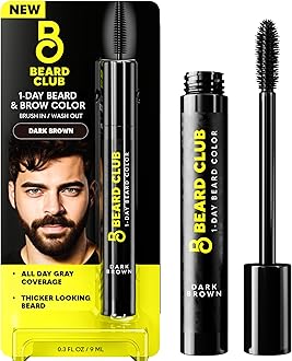 The Beard Club 1 Day Temporary Beard Dye for Men - Dark Brown Beard, Mustache & Eyebrow Color for a Fuller, Well-Defined Look, Water & Sweat Resistant, Up to 30 Applications, 0.3 fl oz