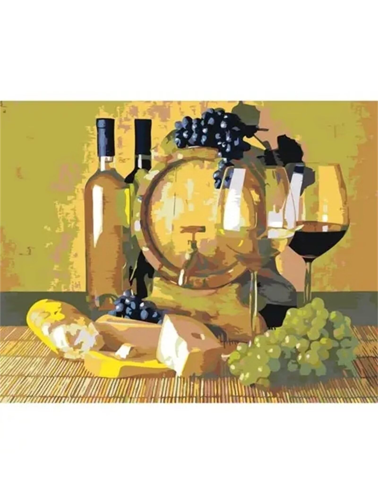 Lituor Dipingere con i Numeri per Adulti,Vino Al Formaggio Pittura a Olio DIY Kit di Pittura Acrilica di Numeri per Principiante,Painting by Numbers per Bambini Casa Decor Regalo con Telaio,60x75cm