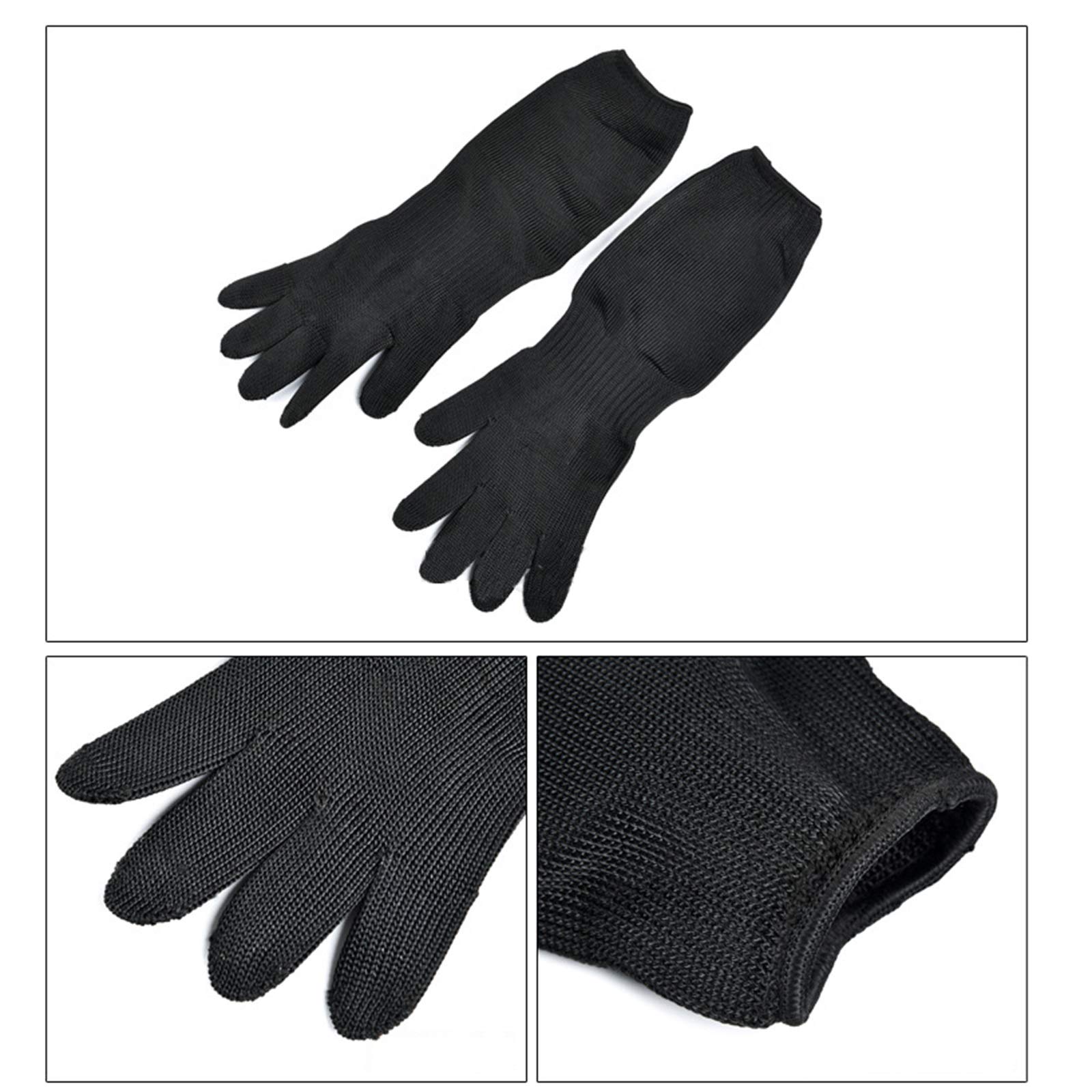 Gants Anti-Coupure 1 Paire de Gants Anti-Coupure, Maille en Acier Inoxydable Fil métallique Cuisine Coupe Boucher Gants de Protection de sécurité des Mains, Bras étendu