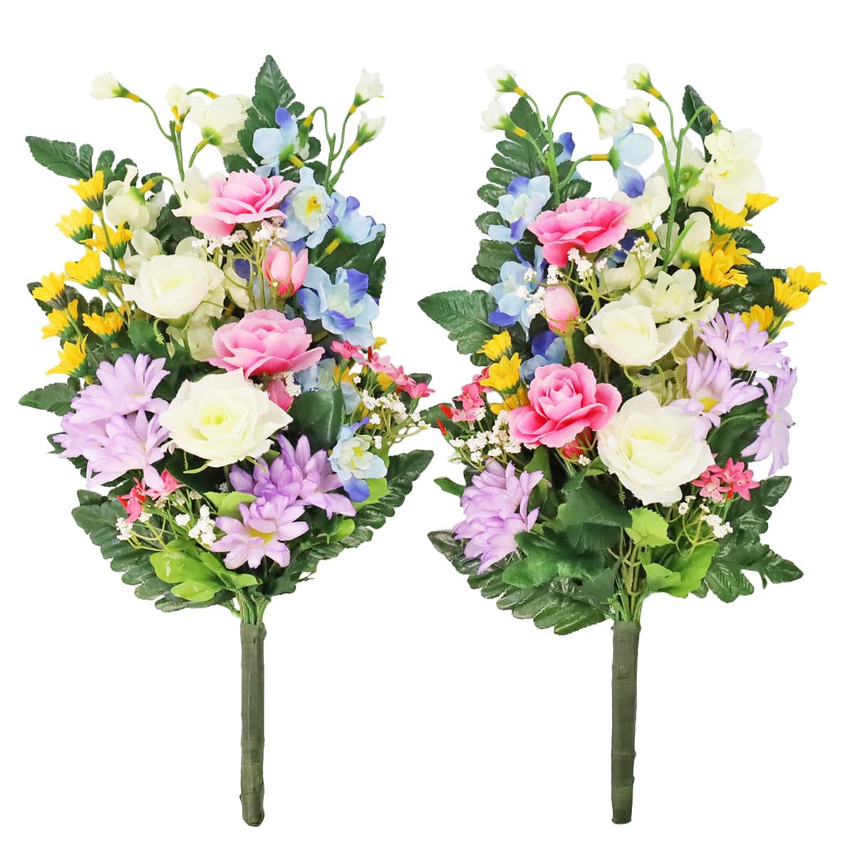 Amazon｜山久 造花 仏花 バラとデルフィニウムの花束 一対 約