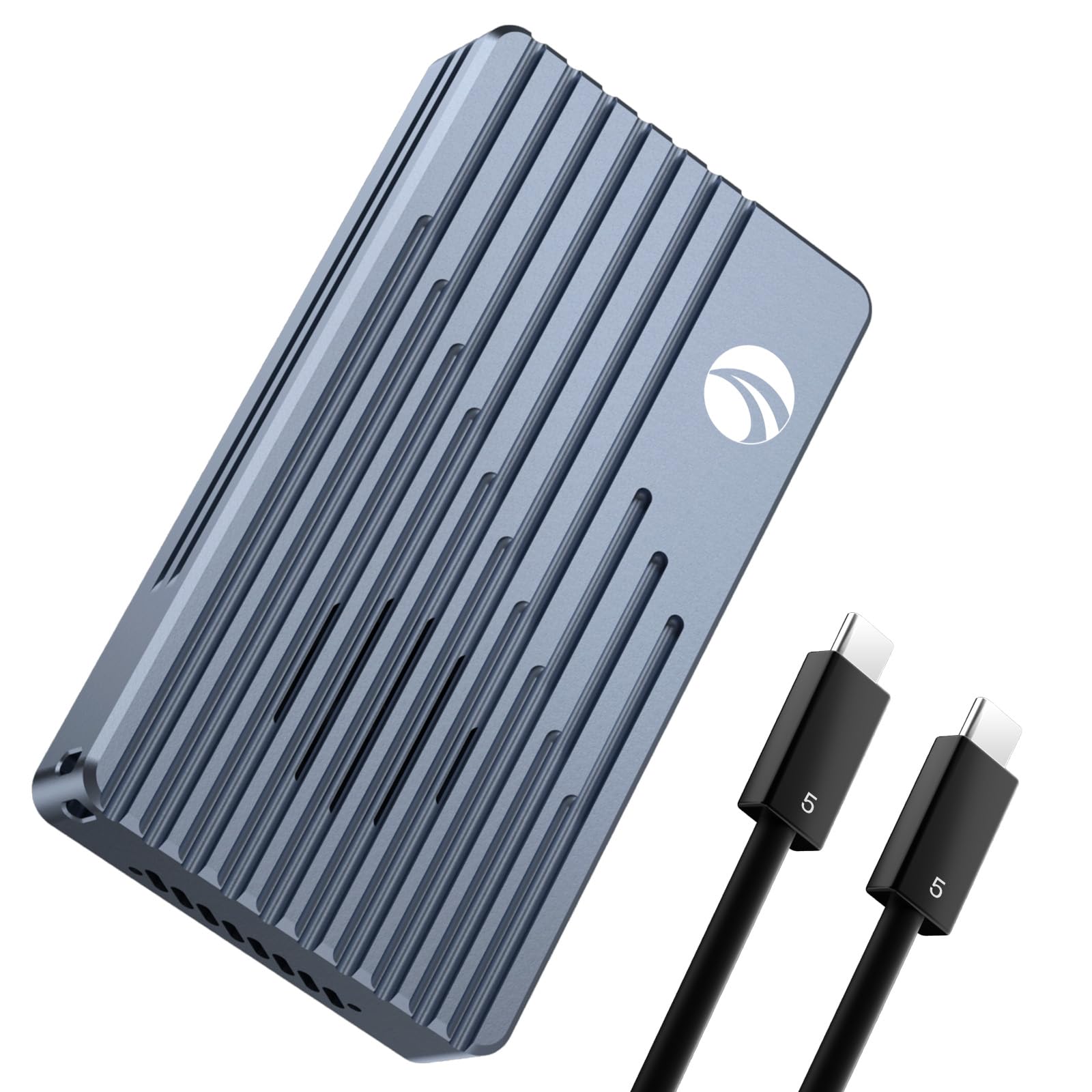 VCOM Carcasa SSD M.2 NVMe de 80 Gbps, compatible con Thunderbolt 5/4/USB4 V2.0, carcasa NVMe con ventilador de refrigeración, tamaño M.2 2280 M&B+M-Key, funda SSD externa de alta velocidad para