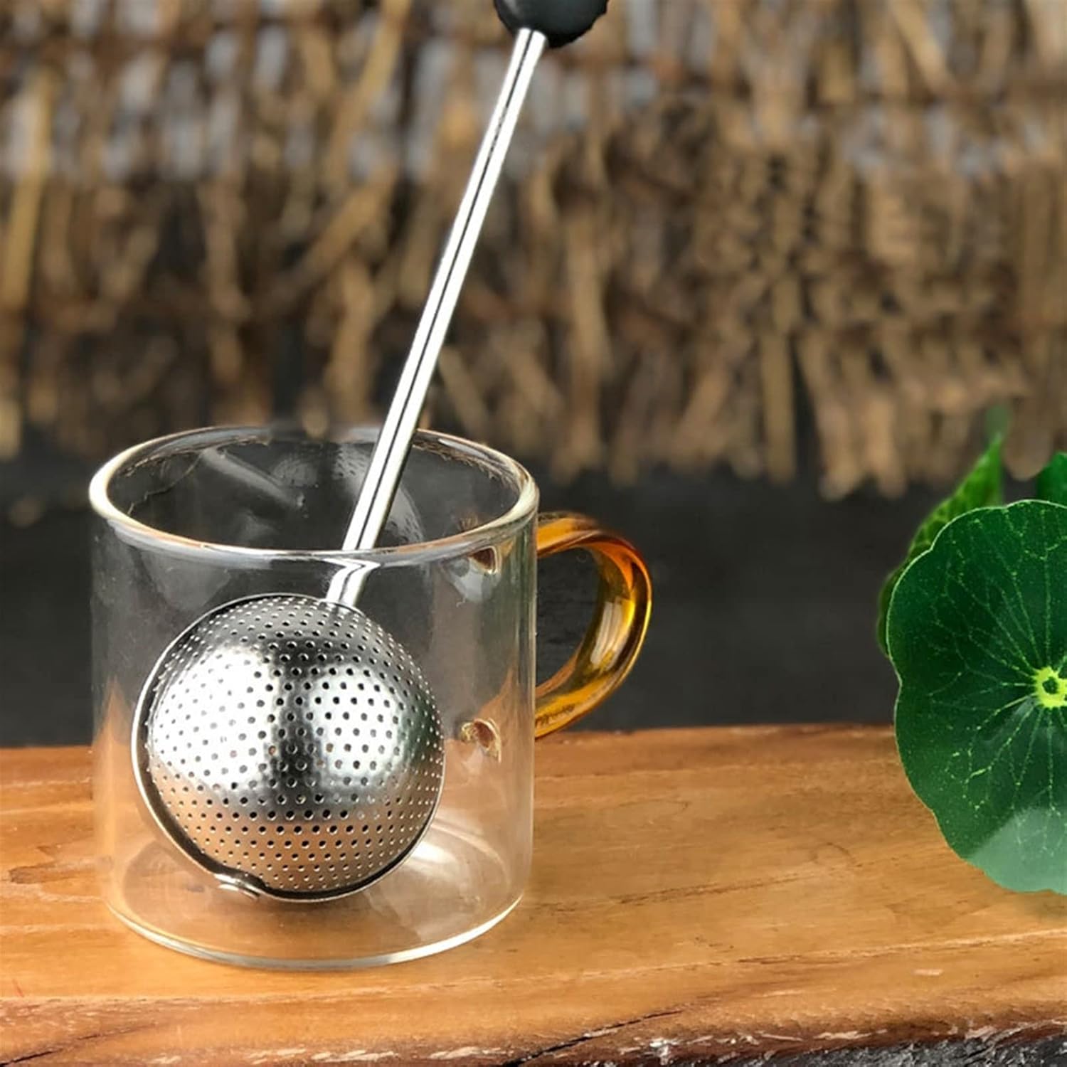 Tea Filters Stainless Steel Tea Ball Portable fine mesh Filter Tea Ware Handle Rotating Tea Making Tool (Color : Black)