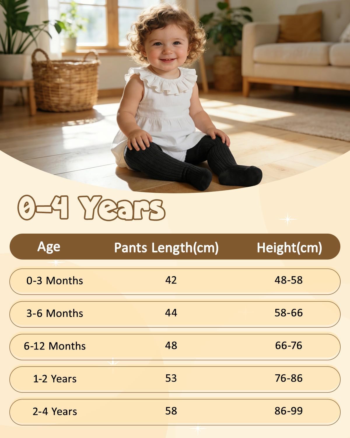 Century Star Cable Knit Tights for Baby Girls Toddler Newborn Infant Seamless Leggings Stretch Waist School Daily Wear 0-4T