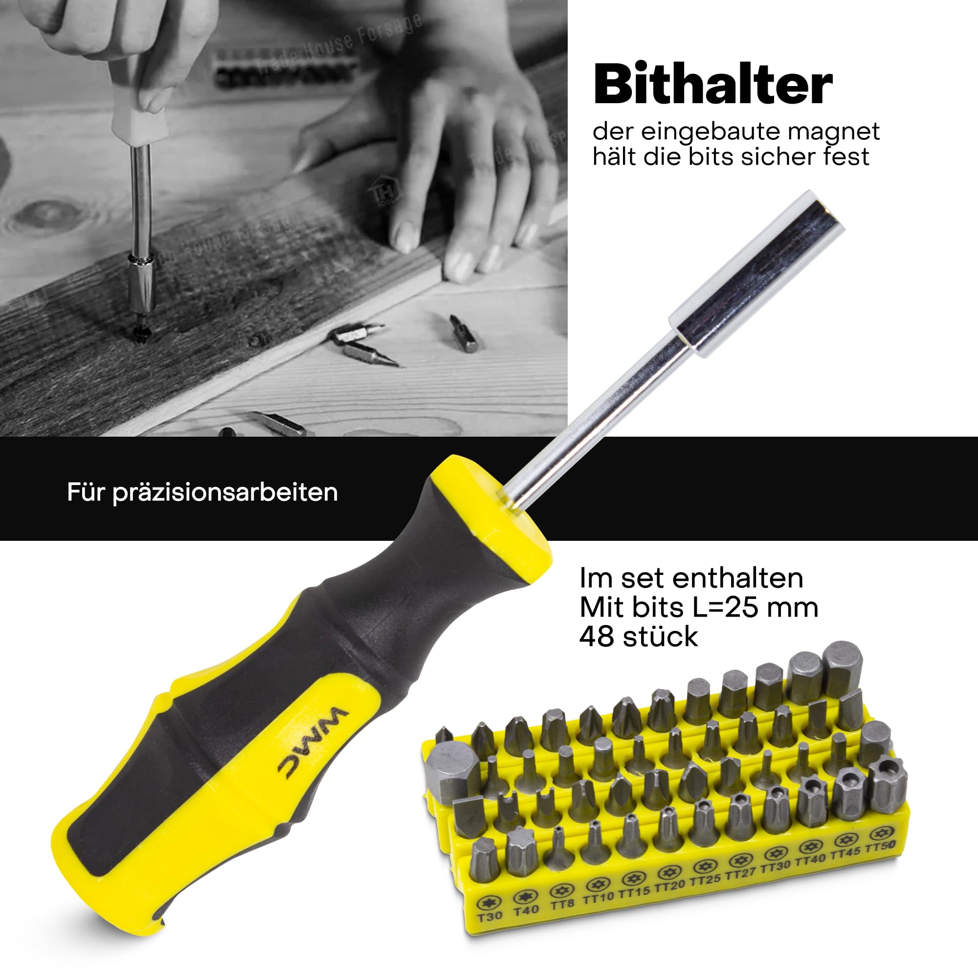 WMC TOOLS Zestaw narzędzi uniwersalny 1200-częściowy 1/4 cala w walizce - Stal Cr-V, 9 nasadek 5-13 mm, 48 bitów, młotek, kombinerki 150 mm, suwmiarka, zestaw dla elektryka, do domu
