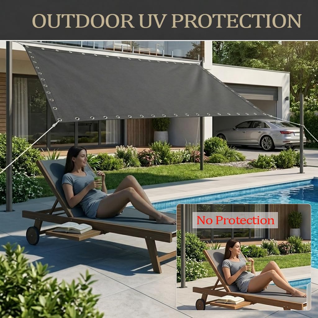 AJALGZ Sonnensegel 4x4.5m Sonnenschutz Windschutz Wasserdicht Rechteckig Nach Maß Balkon-Sichtschutz Anfertigen mit ösen UV-Schutz für Terrasse, Garten, Balkon, Camping, Anthrazit