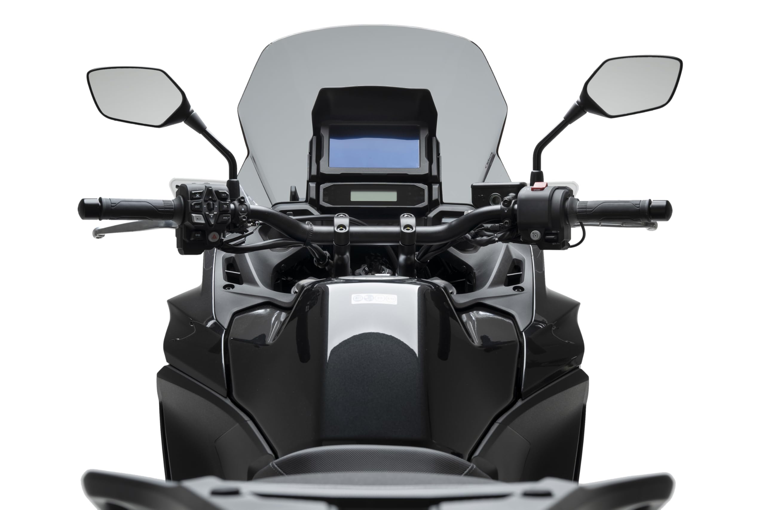 Puig 22402H Cúpula Touring alta y aerodinámica en acrílico CN de 4 mm con perfil redondeado, zona superior plana y deflectores que mejoran protección, Ahumado