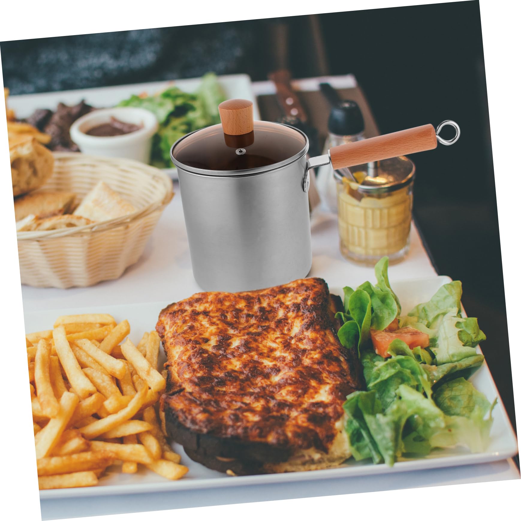 Cabilock Small Fryer Deep Pot Deep Fryer Oil Stainless Steel Easy Cleaning Multi-functional