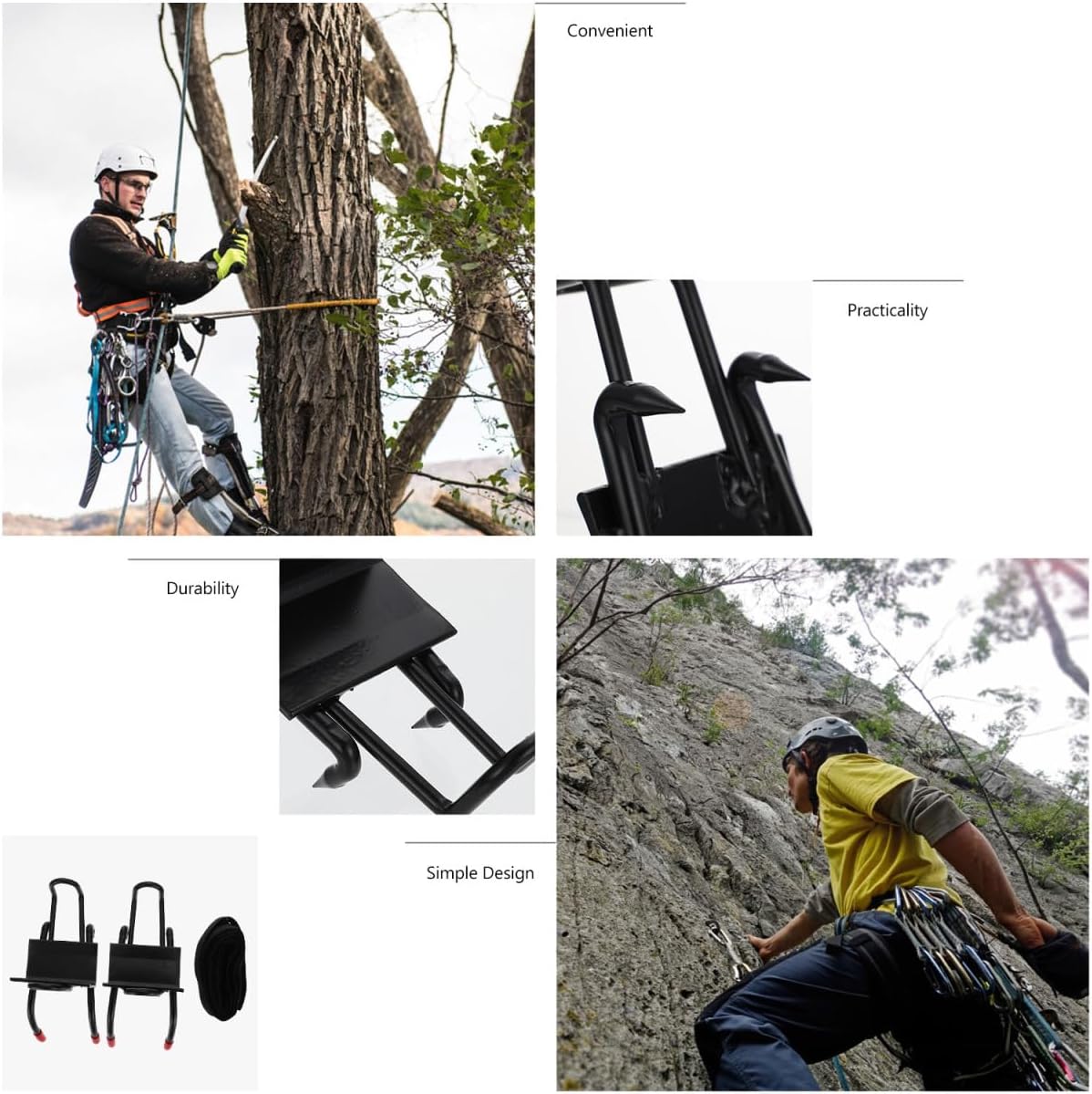 ibasenice Useful Climbing Spikes Tools Climbing Sticks Climbing Gear Steel Tree Climbing Tree Climbing for