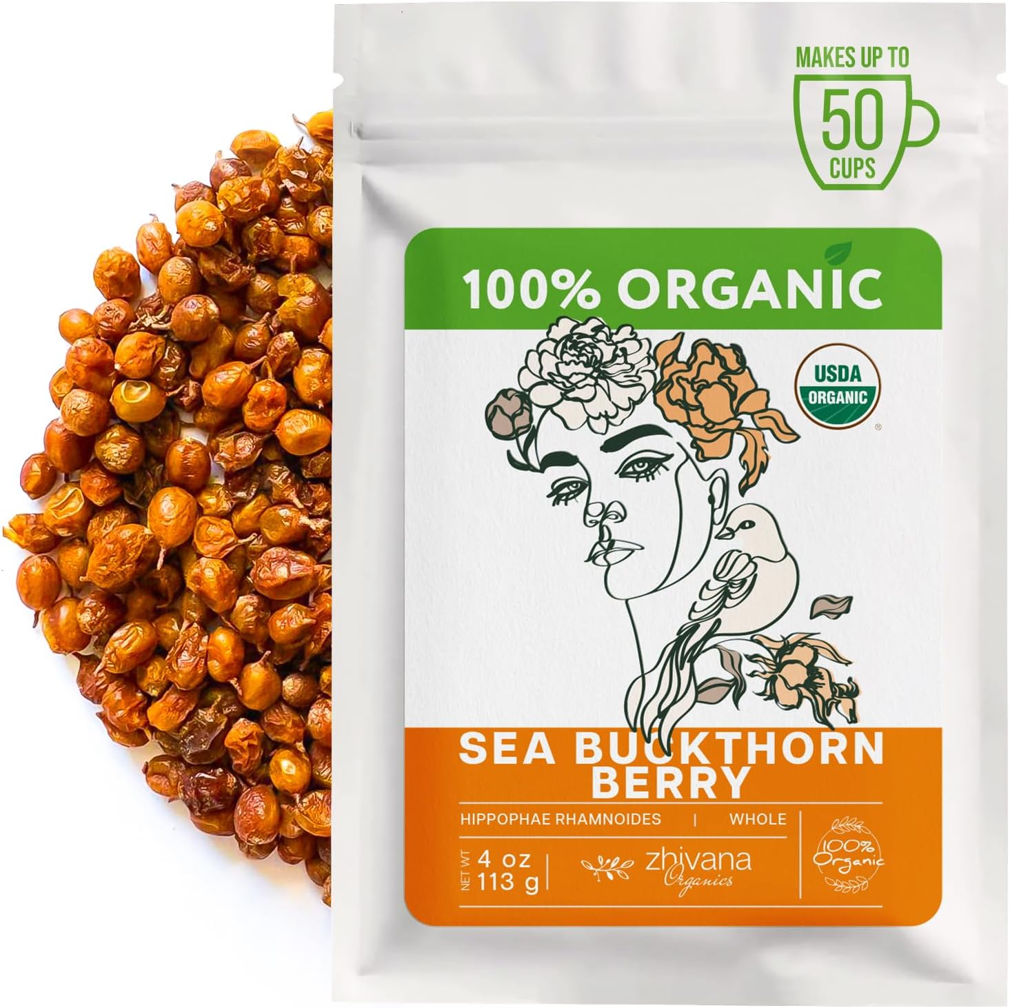 Organic Sea Buckthorn Berry (4oz.) – Superfood Berries for Immunity, Heart, Digestion, Liver, Skin - Sea Buckthorn Tea, Dried Seaberry, Seabuckthorn – Espino Amarillo