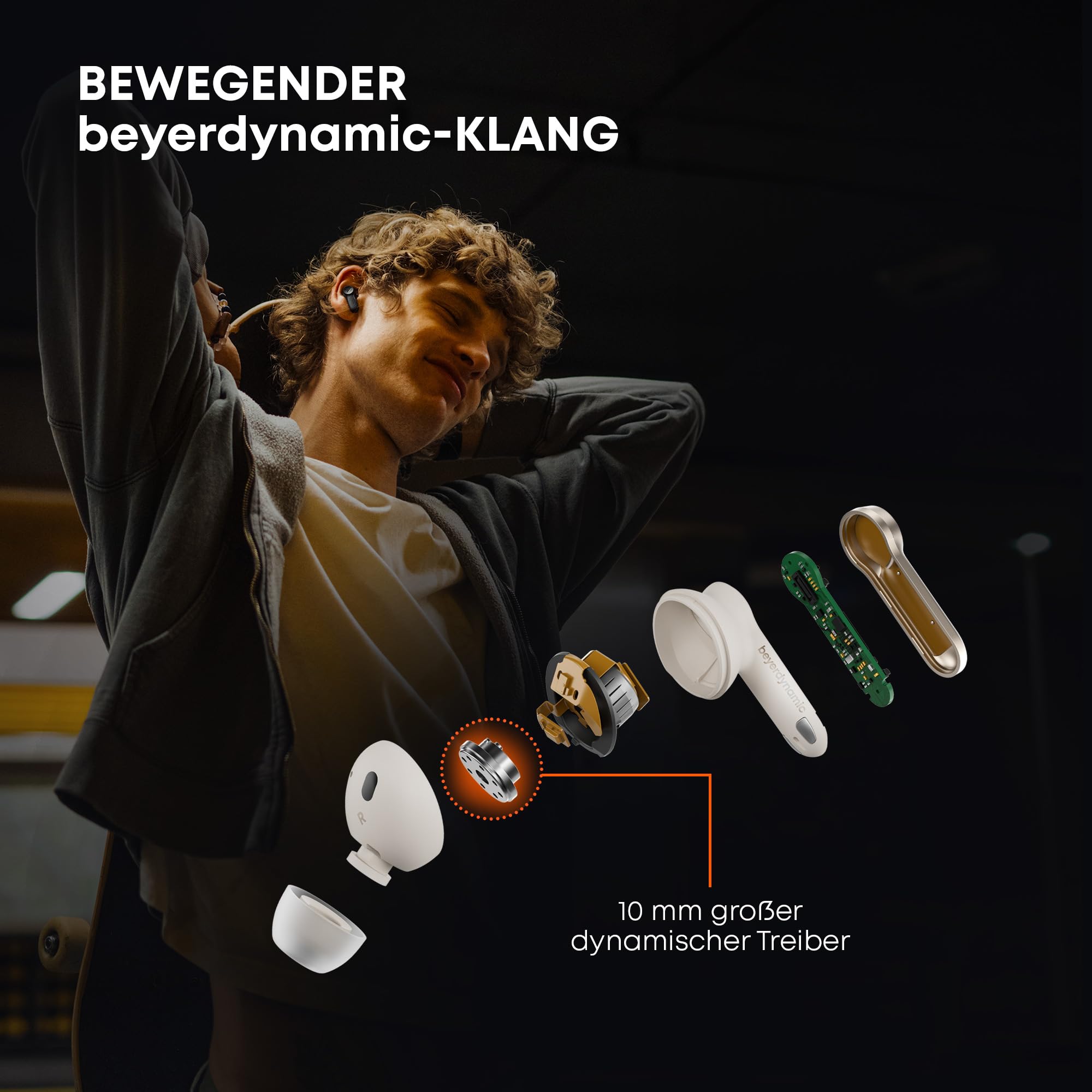 beyerdynamic AMIRON 100 True Wireless Kopfhörer mit Aktiver Geräuschunterdrückung, 27 Stunden Akkulaufzeit, Transparenzmodus, Bluetooth® 5.3, kompaktes Design in schwarz