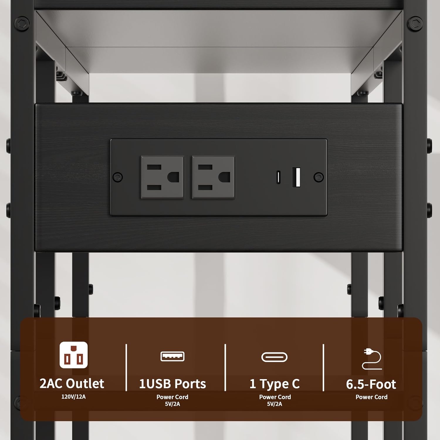 Aetheris Desktop Organizer Shelf, 30 Wooden Office Storage Rack with Outlets, Display Shelf Rack with Light Strip, 5 Tier Desktop Display Rac, Desk Shelf, Desk Hutch for Computer Monitor (Black)