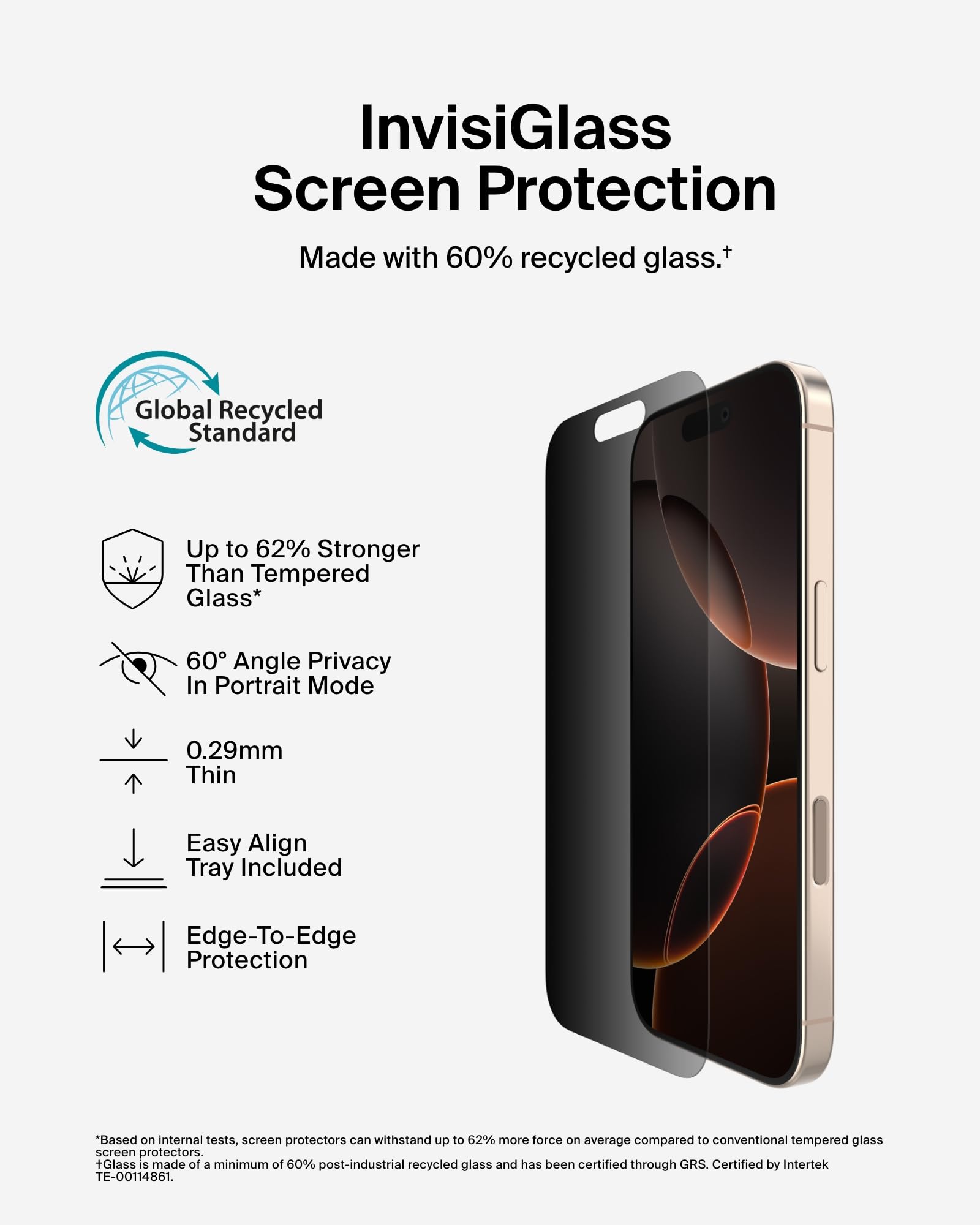 Belkin ScreenForce InvisiGlass Privacy Screen Protector for iPhone17 + iPhone 16 Pro - Image 4