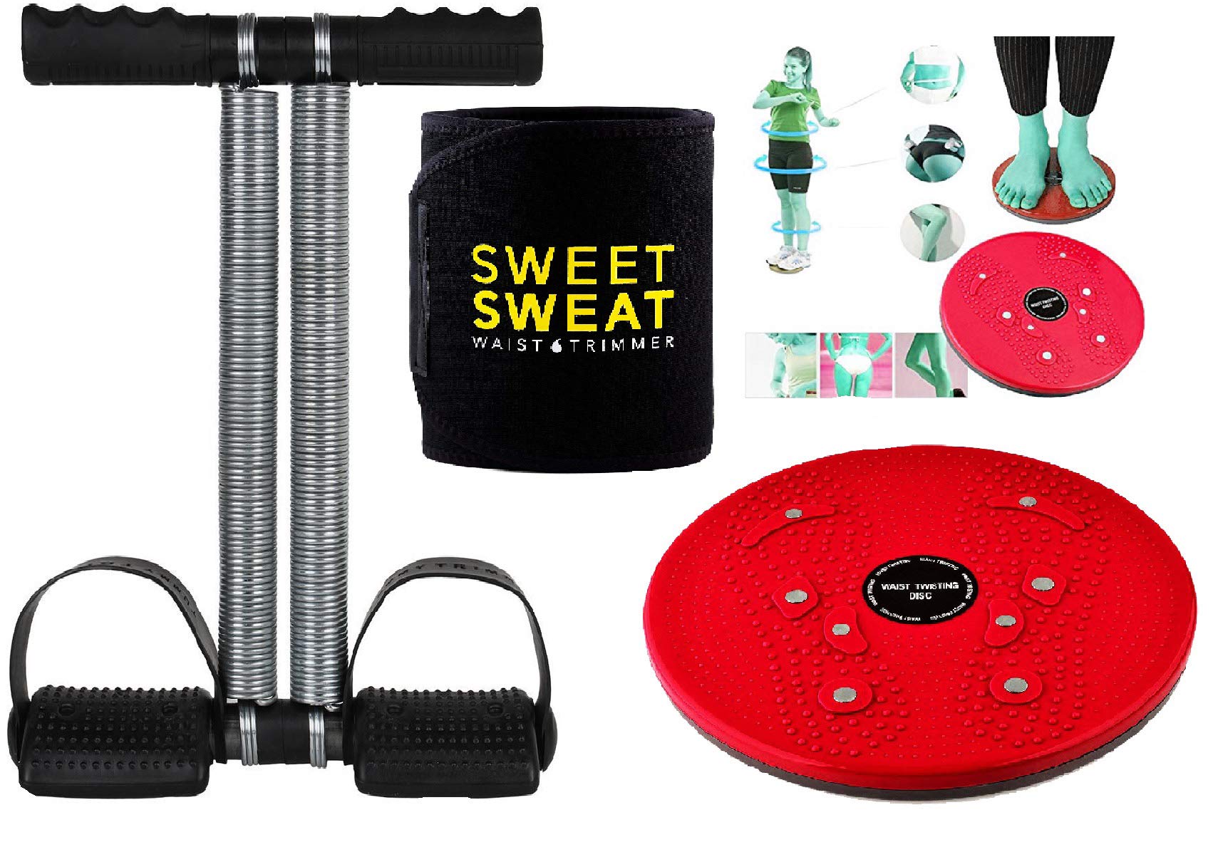 Tummy Trimmer and Twister and Sweat Belt Combo Abs Abdominal Burn Fat Extra Calories Tummy Ab Exerciser Home Gym Accessories Fitness Abs Exercise Equipment for Men and Women (B08QFGTP6N) Amazon Price History, Amazon Price Tracker