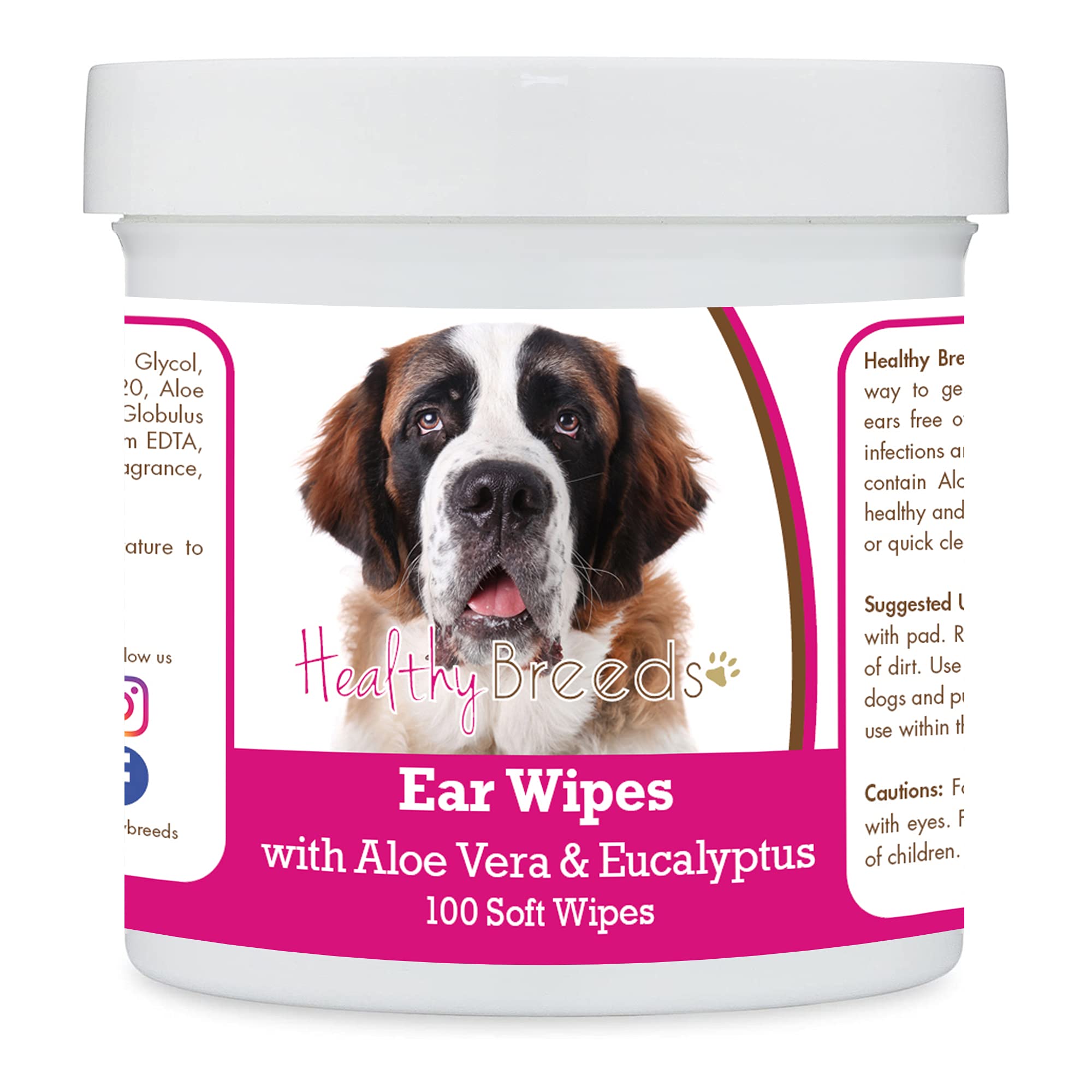 Healthy Breeds Saint Bernard Ear Cleaning Wipes with Aloe &amp; Eucalyptus for Dogs 100 Count