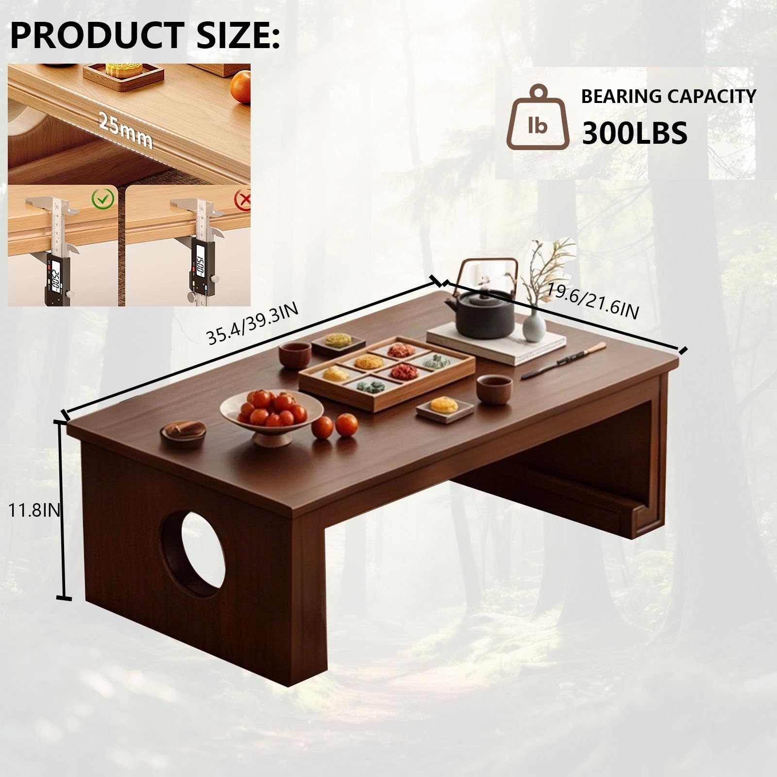 Table basse japonaise avec coussins en bois massif pour salle à manger, thé, tatami, maison, bureau, salon, méditation, balcon