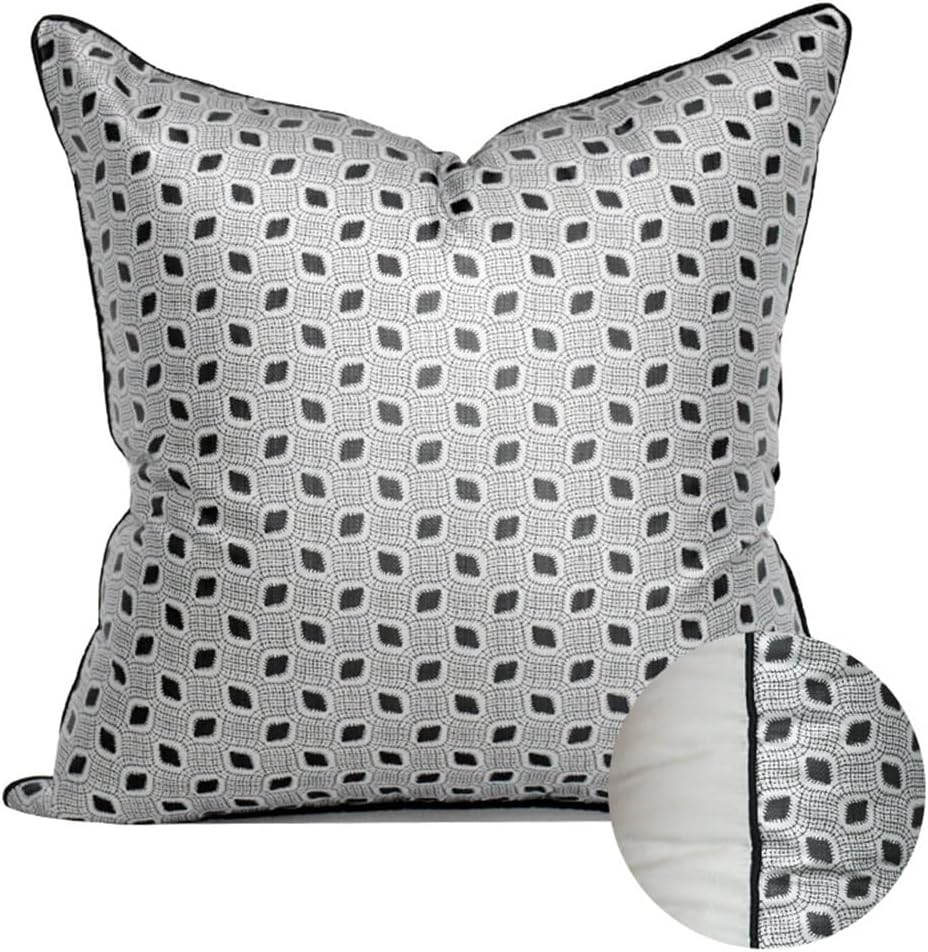 HBJWOV Chinese Silver Gray ometric Abstract Sofa Pillow Cover Hotel Villa Soft Cushion