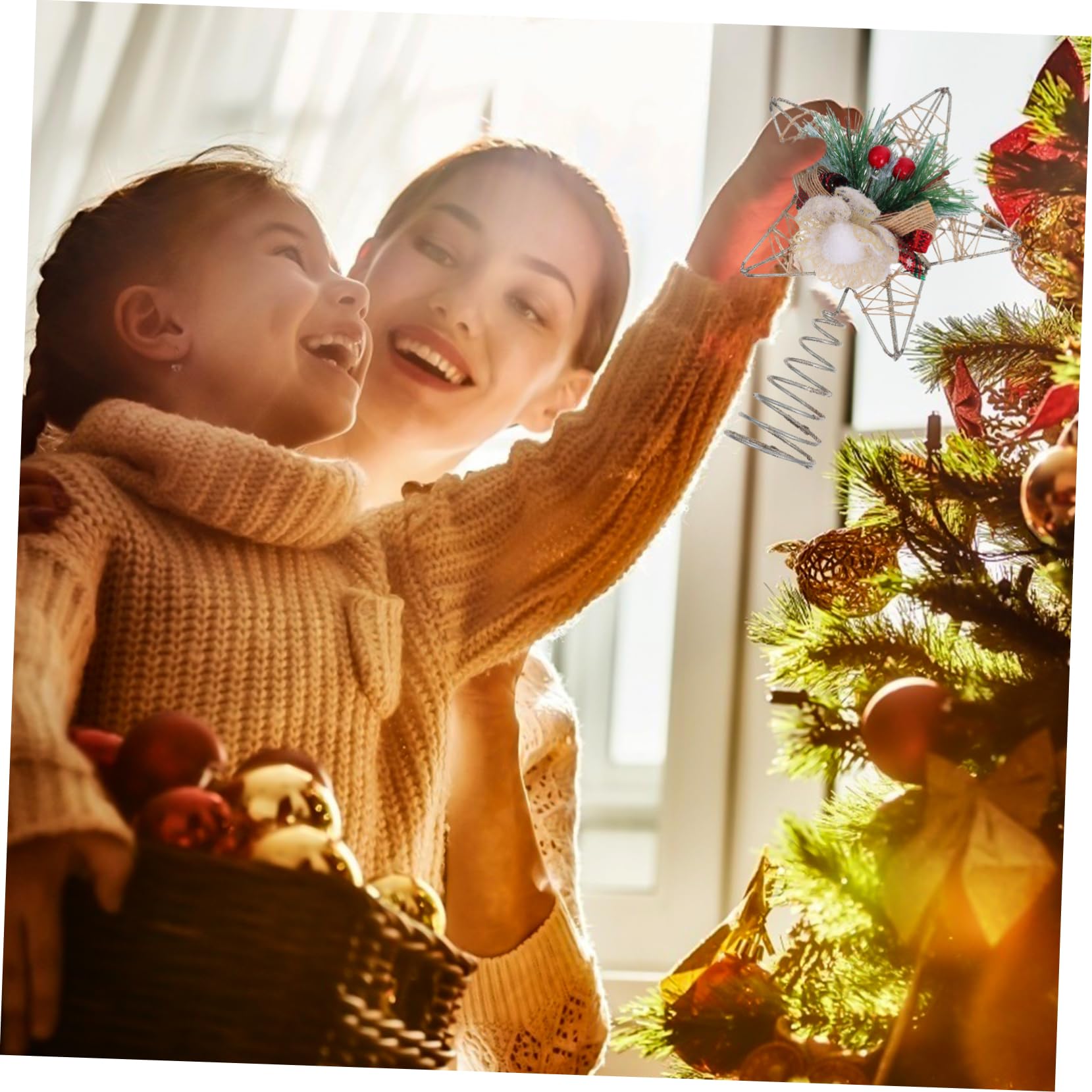 Zerodeko 4 Pièces Étoile De Sapin De Noël Décoration d'arbre De Noël Décor Suspendu Extérieur Haut De Forme d'arbre De d'arbre De Bethléem Le Fer Unique Articles De