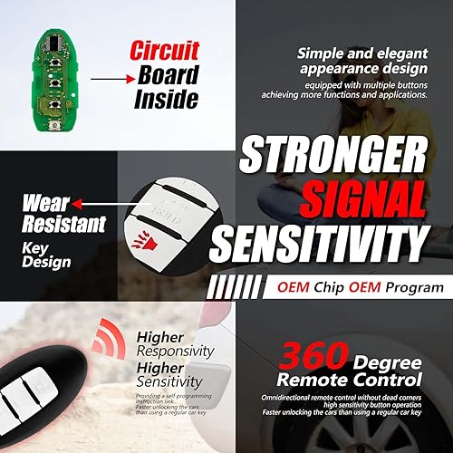 Miniatura 2 de Control remoto de entrada sin llave CWTWB1U840 315MHz 4 botones de repuesto para Nissan Sentra Versa Leaf 2013 - 2019