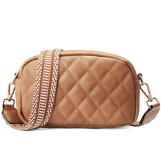 Telena Quilted Crossbody Bag Small Crossbody Purse for Women Trendy Leather Lightweight Shoulder Handbags