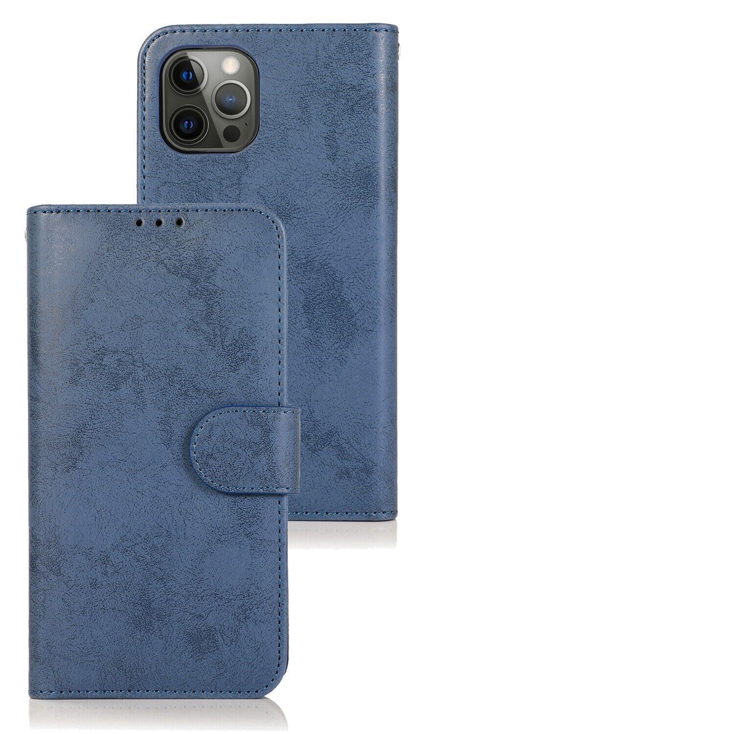 Étui iPhone 16 Pro Max bleu cuir premium porte-cartes rabat - 8