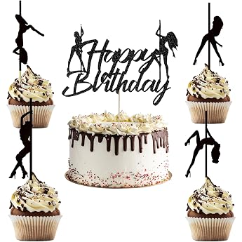 Pack of 25 Pole Dance Girls Cupcake Toppers Glitter Pole Dancers Cake Topper Pole Dancing Cake Decorations for Birthday Party Music Theme Party Wedding Party Decorations