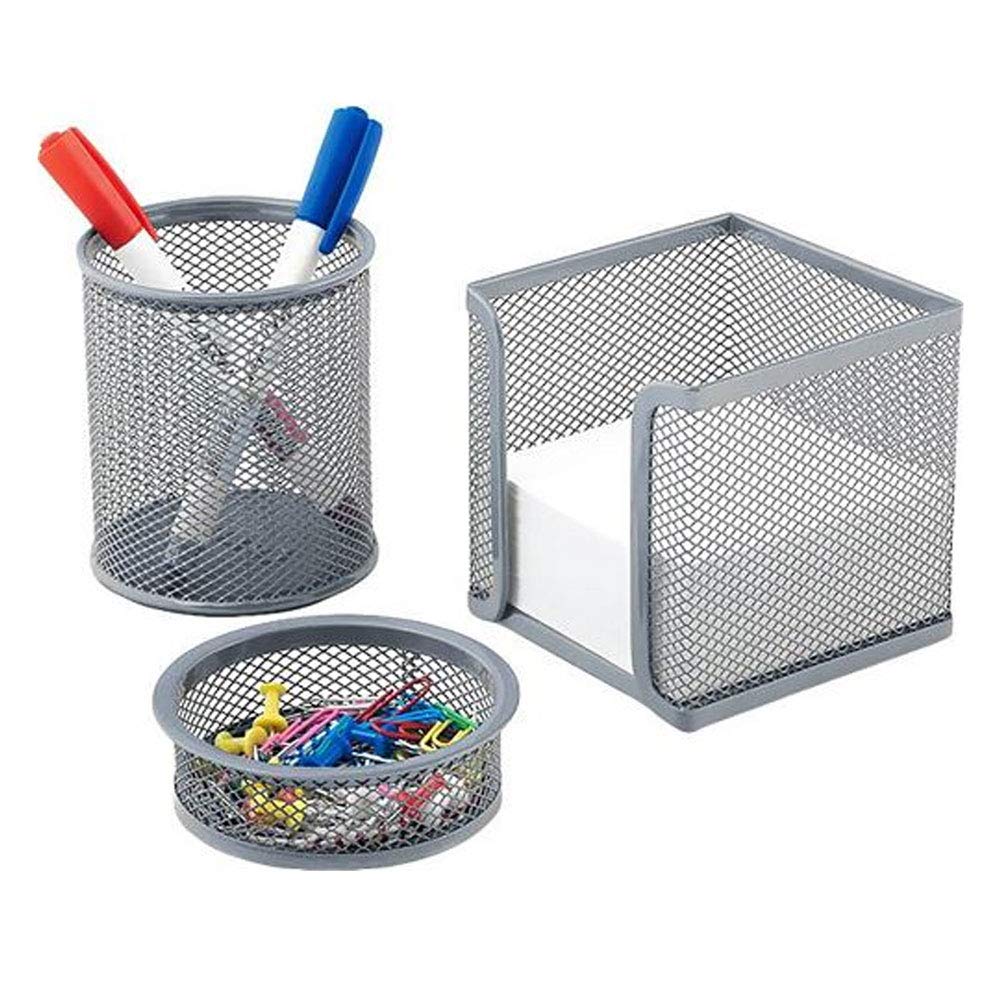 Mas Perforowane srebrne biurko zestaw 3 sztuk 505
