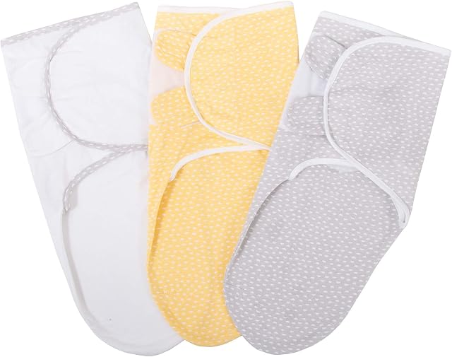 Silentnight Safe Nights Swaddle Wraps Pack of 3 - Baby Clothing Babies Wrap Hamper Newborn Essentials - Baby Items New Born Baby Blanket, Ochre, 538787GE