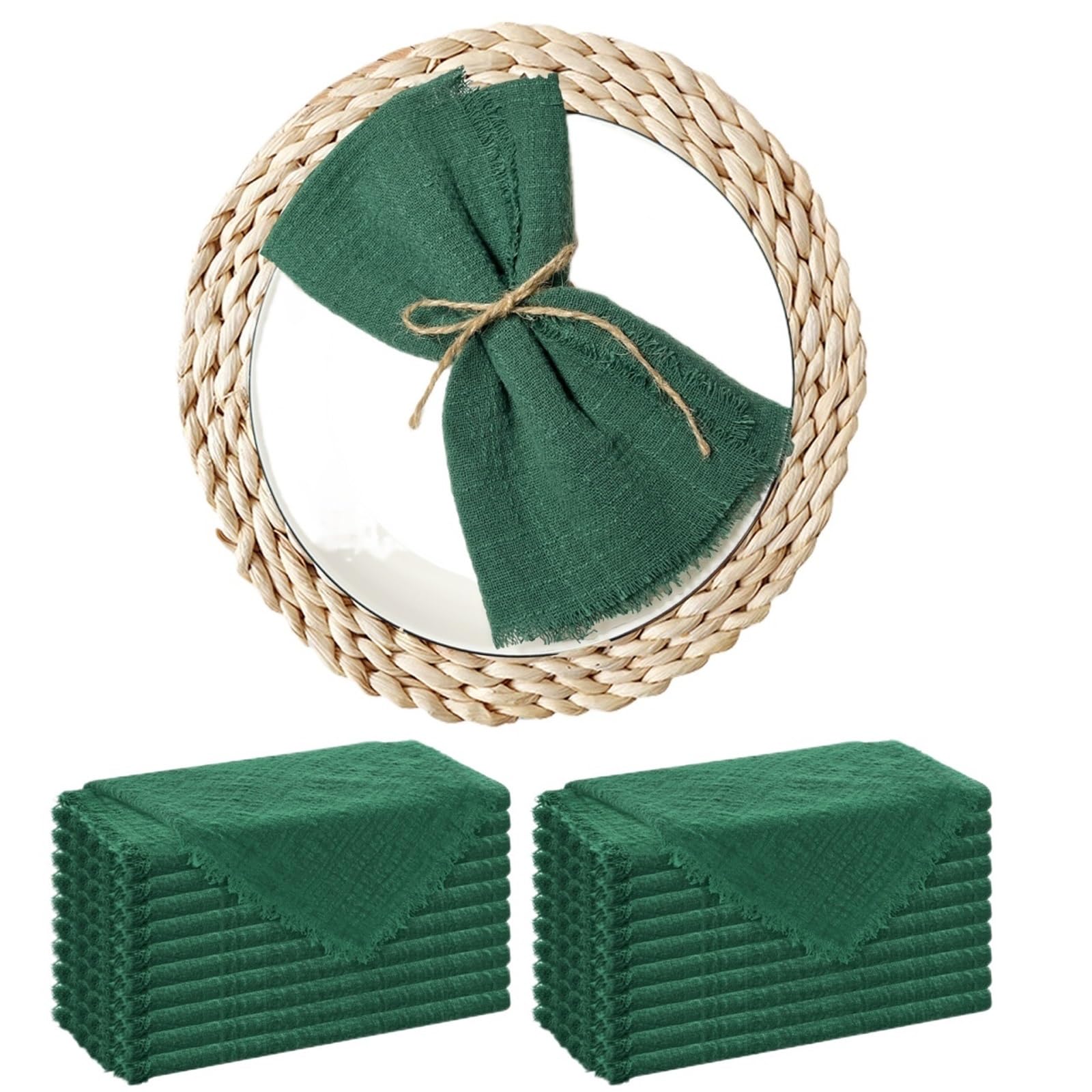 Cotton Table Napkins, Cotton Gauze Table Napkins 32x32cm Reusable Multicolor Wedding Decor(20pcs Green)