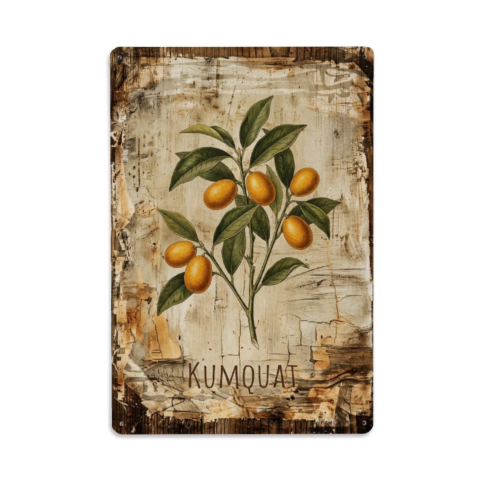 Fqnyr Style Kumquat Citrus Fruit Metal Tin Sign Plaque Wall Decor For Cafe, Club Bar, Office, Home Garden Metal Poster 8X12inch