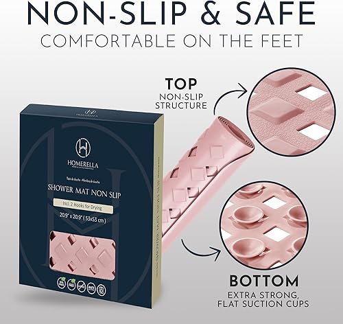 Miniatura 5 de homerella Tapete de ducha antideslizante antideslizante para cabina de ducha interior, tapete de ducha antideslizante cuadrado de 21 x 21 pulgadas