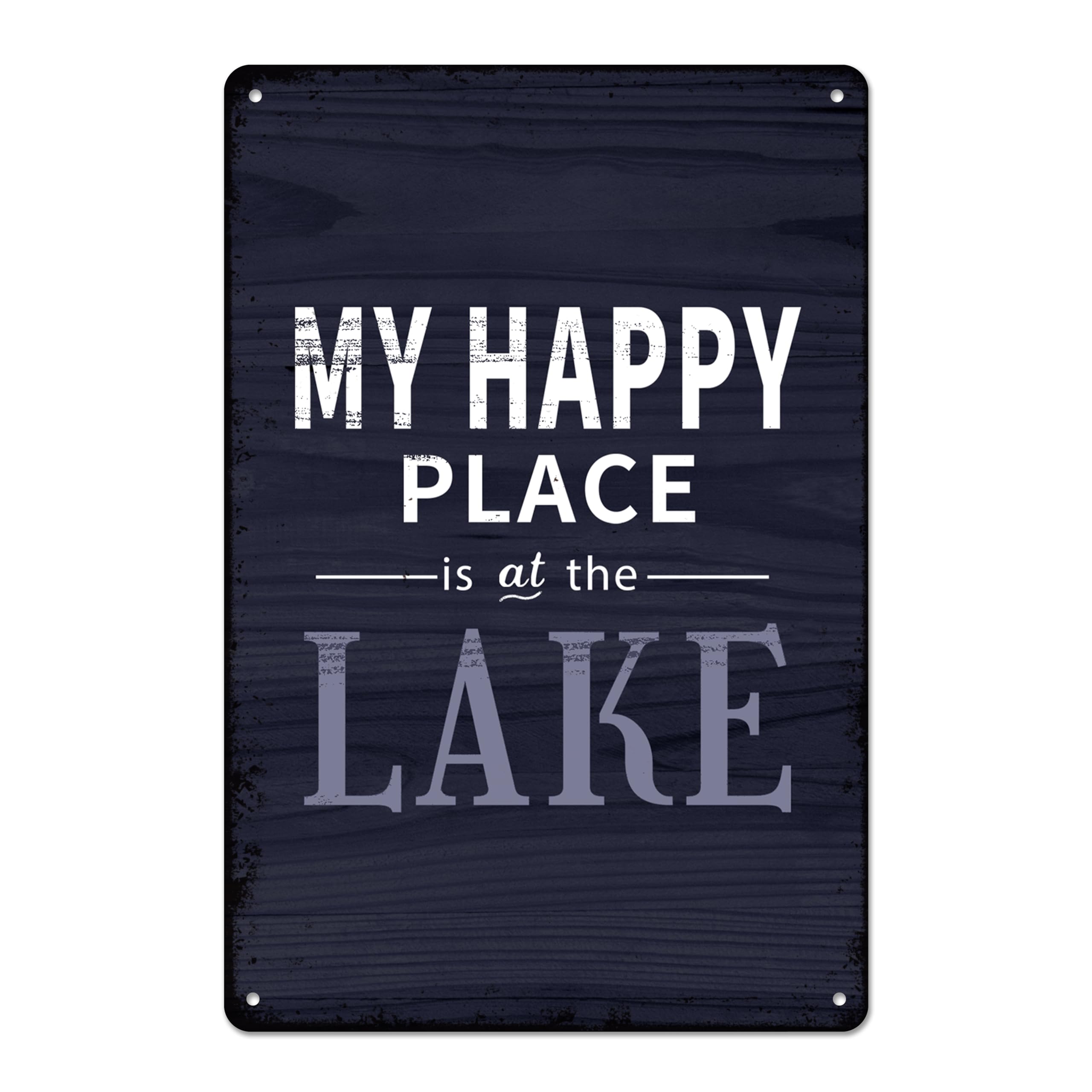 SMAZDFXX My Happy Place Vintage Lake Metal Tin Sign For Lake House Decor Cabin Wall Art 8"x12"