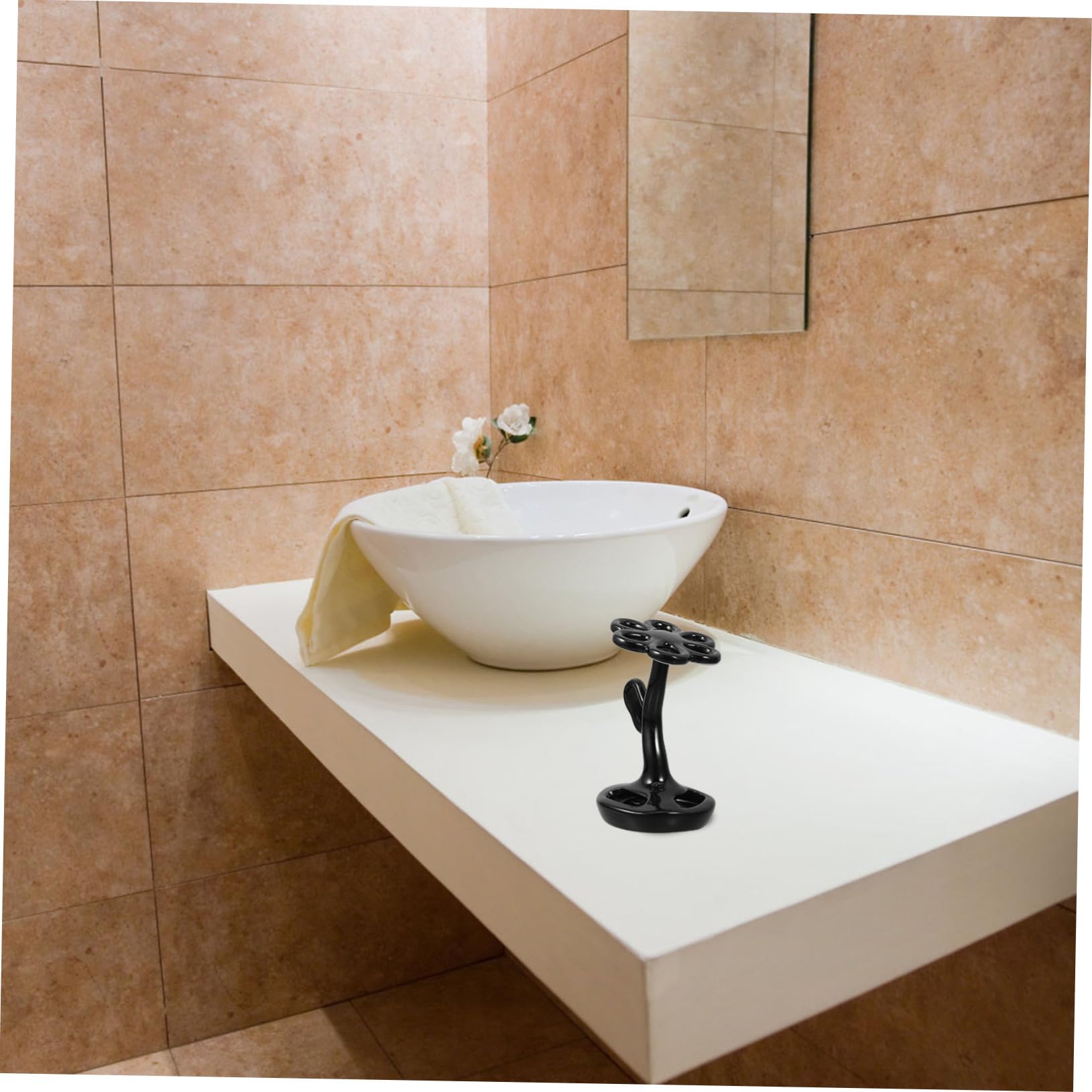 Gatuida 6fori Porta Spazzolini Singolo in Porcellana Portaspazzolini per Bagno Porta Spazzolino Custodia per Dentifricio Organizer da Scrivania