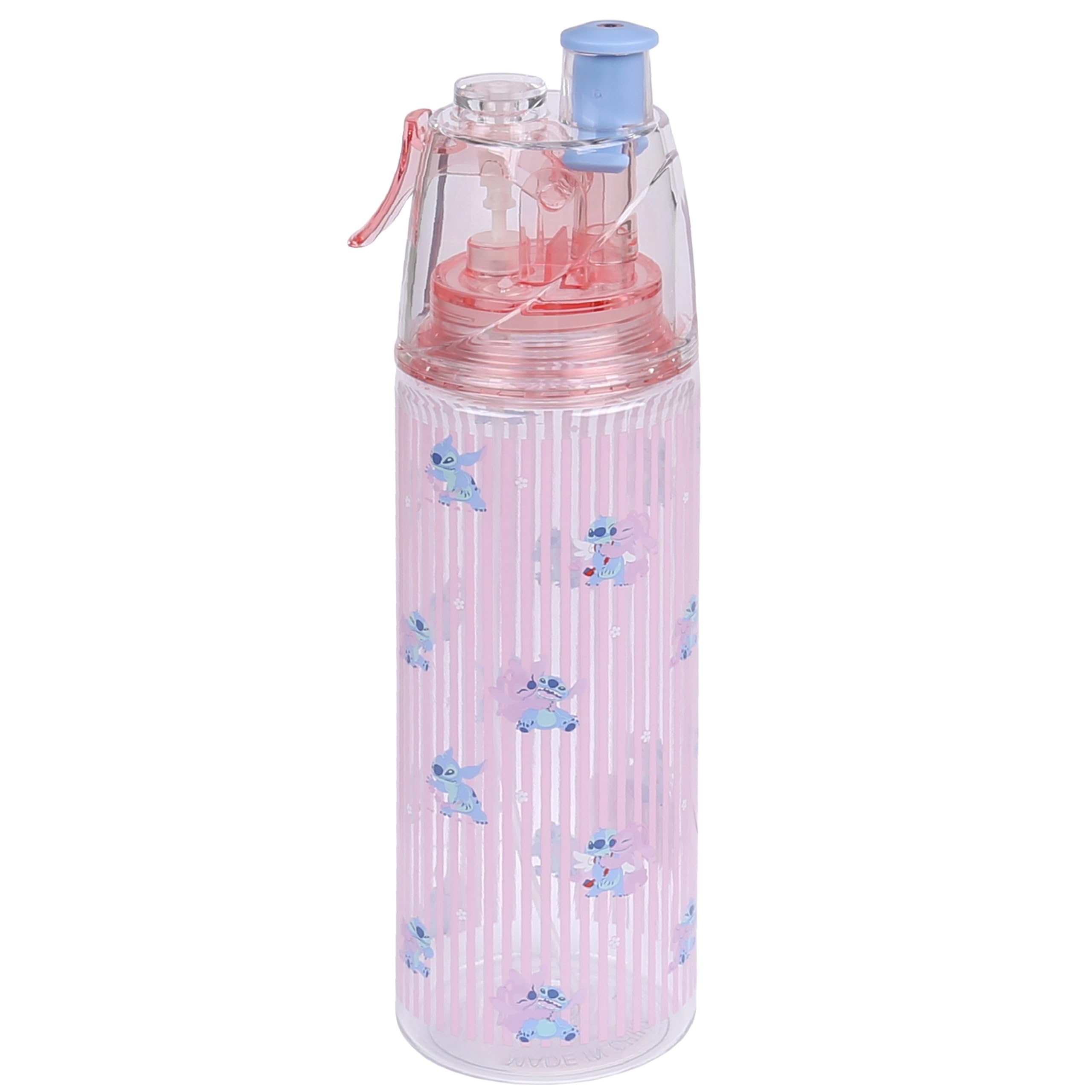 Sarcia.eu Stitch Water Bottle With Mouthpiece And Spray Nozzle, Transparent 600 Ml Bottle For Cold Drinks (Stitch)