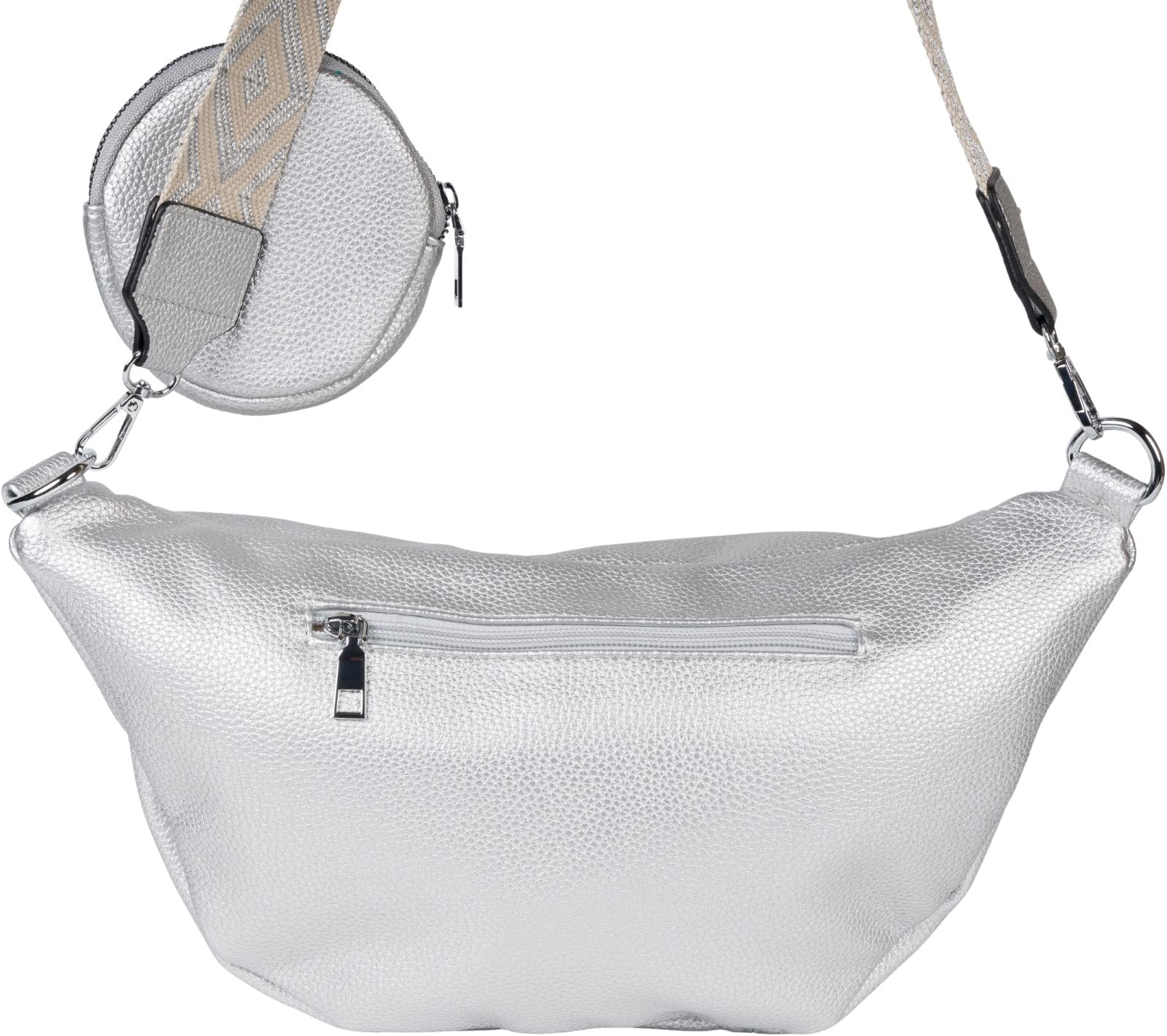styleBREAKER Bolso bandolera media luna para mujer,Plata