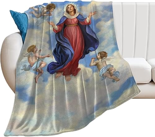 Miniatura 2 de Manta de Navidad suave y acogedora de Nuestra Señora de Guadalupe, Virgen María, con felpa de ángel, cálido sofácama, manta de poliéster para