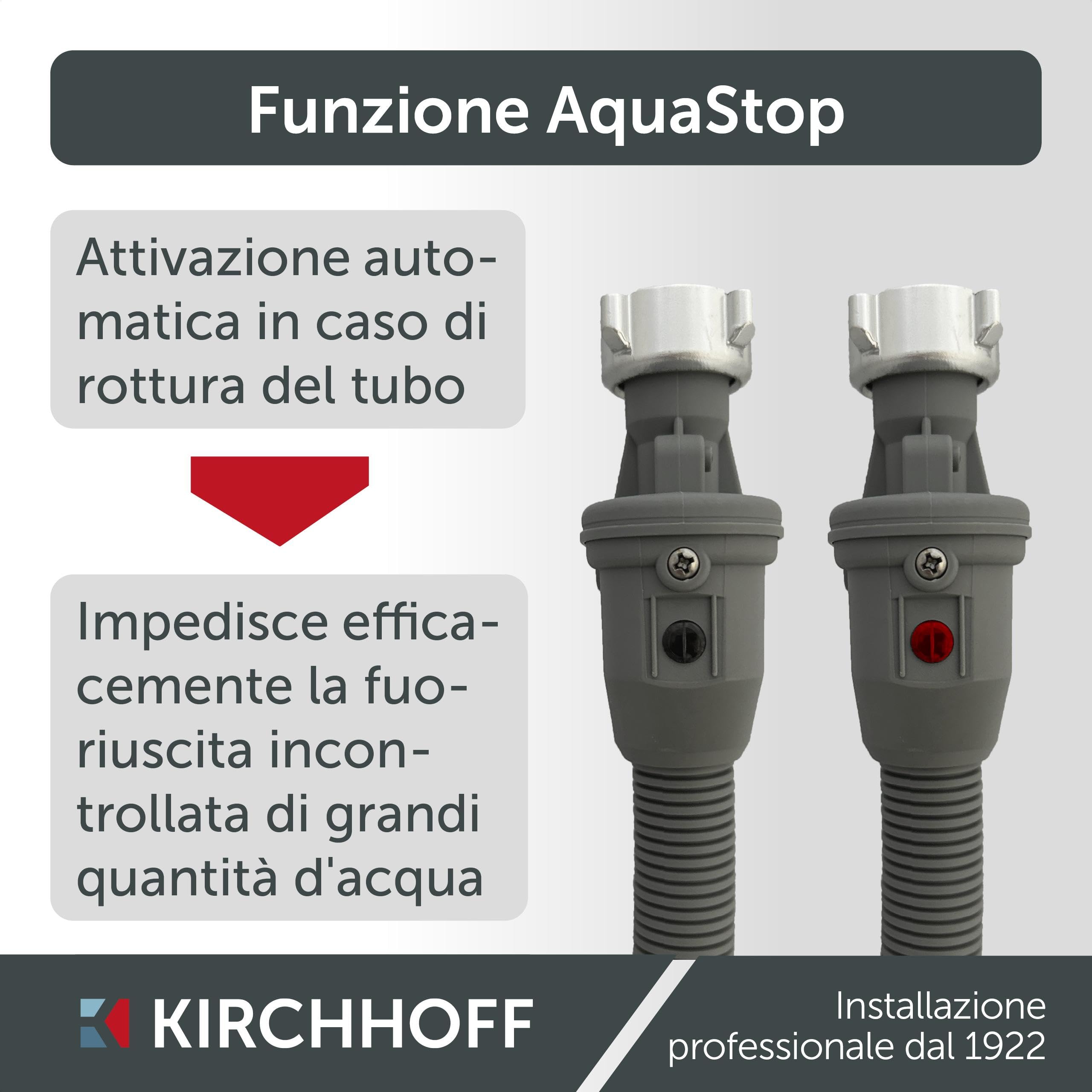 KIRCHHOFF 98657230 - Tubo per lavatrice 2,5 m, tubo di alimentazione con 3/4" x 3/4" IG per lavatrice o lavastoviglie, tubo dell'acqua con Aquastop