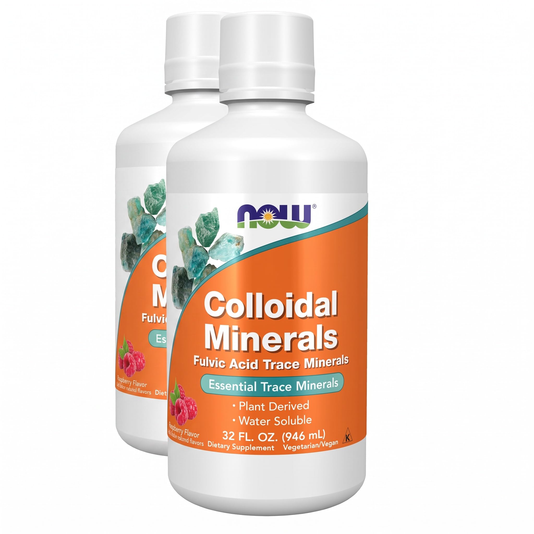NOW Foods Supplements,Colloidal Minerals Liquid,Plant Derived,Essential Trace Minerals,Raspberry,32-Ounce,(Pack of 2)