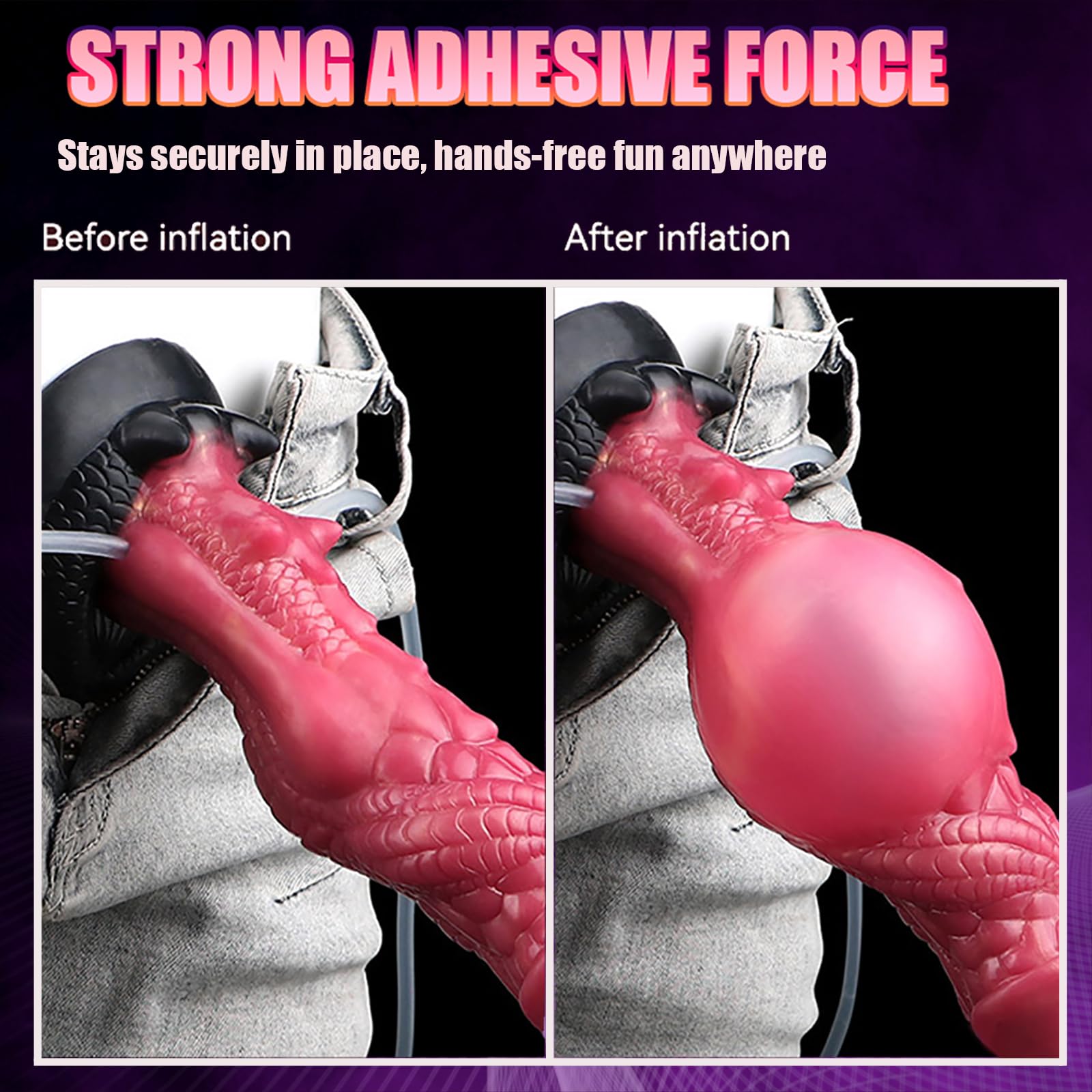 Inflatable Squirting Dildo, Insertion Dildo, Super Strong Suction Cup Base Silicone Monster Penis - Squirting and Ejaculating - Men's and Women's Sex Toys