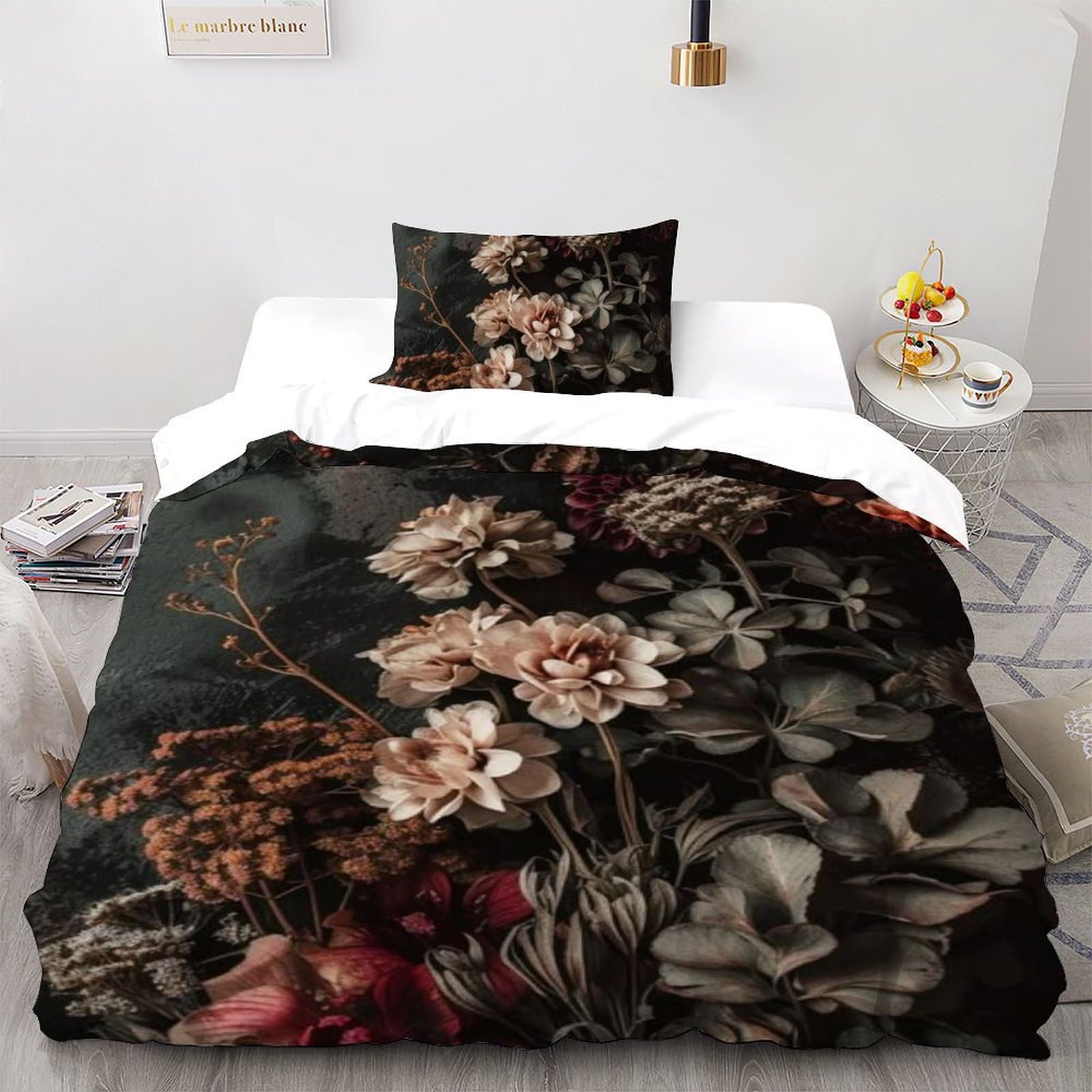Housse de couette fleurs imprimé 3D pour chambre de garçon
