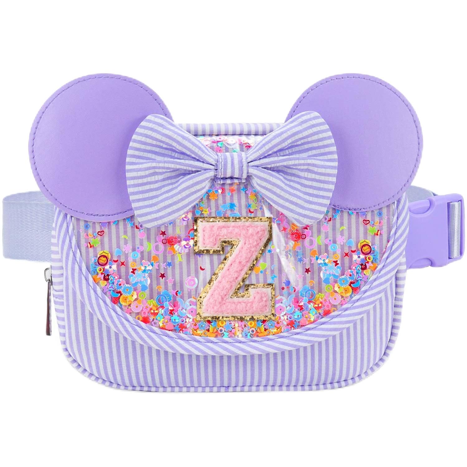 Initial Fanny Pack for Girls - Belt Bag for Teens Kid Teen Girl Kid Birthday Gift Stripe Purple Z