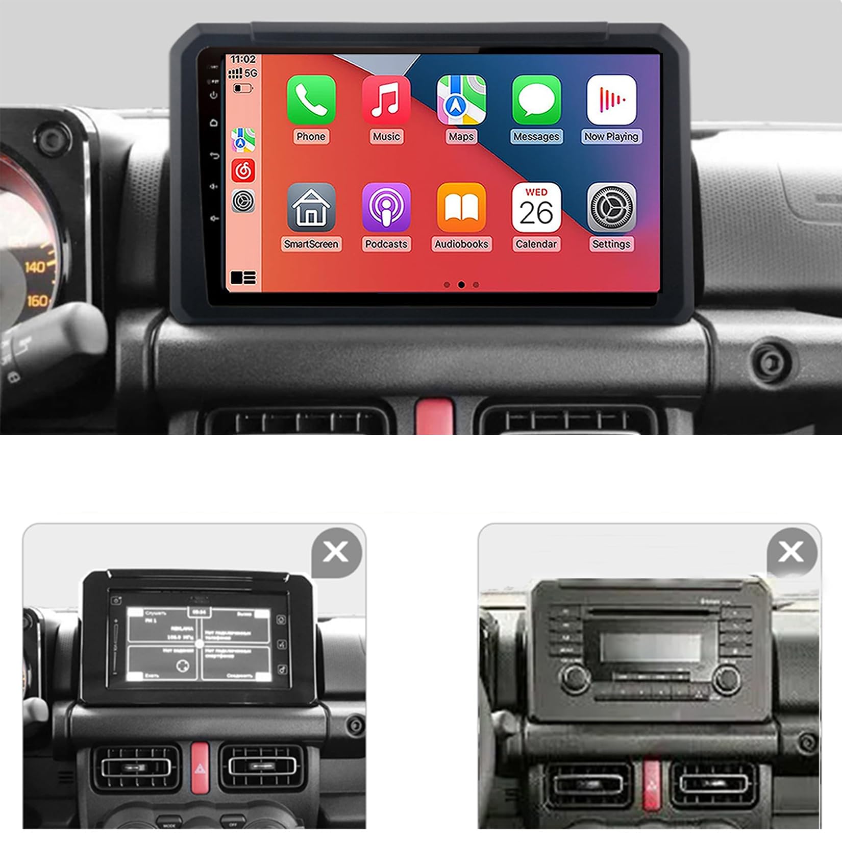9" Android 12 2 Din Autoradio Bluetooth Main Libre avec pour Suzuki Jimny 2018-2020 Poste Radio Voiture Soutient USB FM AM Carplay HD Multi-Touch Écran,K4 8 Core 4G+WiFi 2G+32G