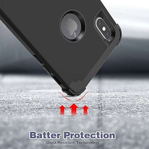 Miniatura 7 de IDweel Funda para iPhone Xs Max con protector de pantalla de vidrio templado, absorción de golpes 3 en 1, protección resistente, cubierta de